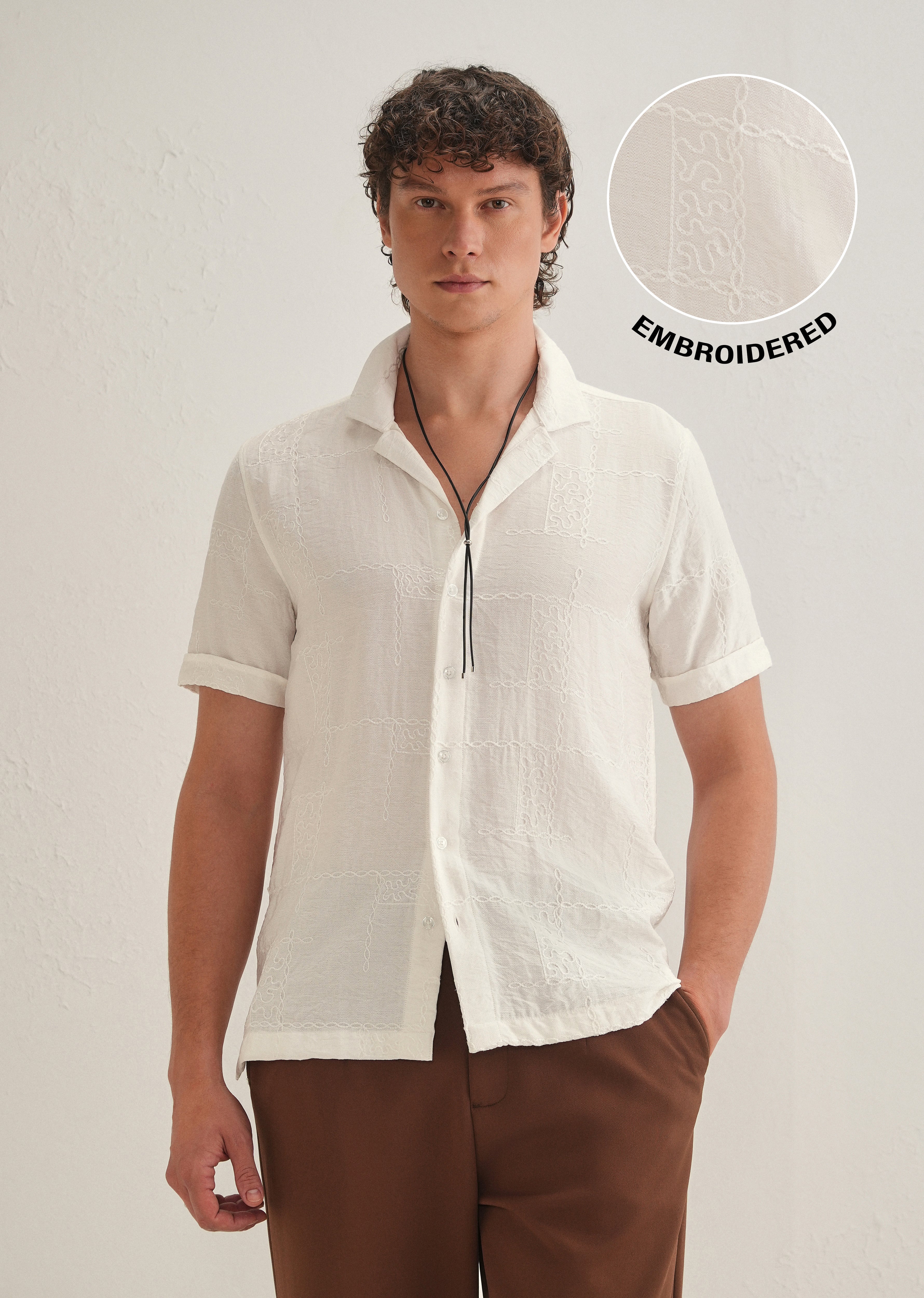 Cloud White Embroidery Shirt