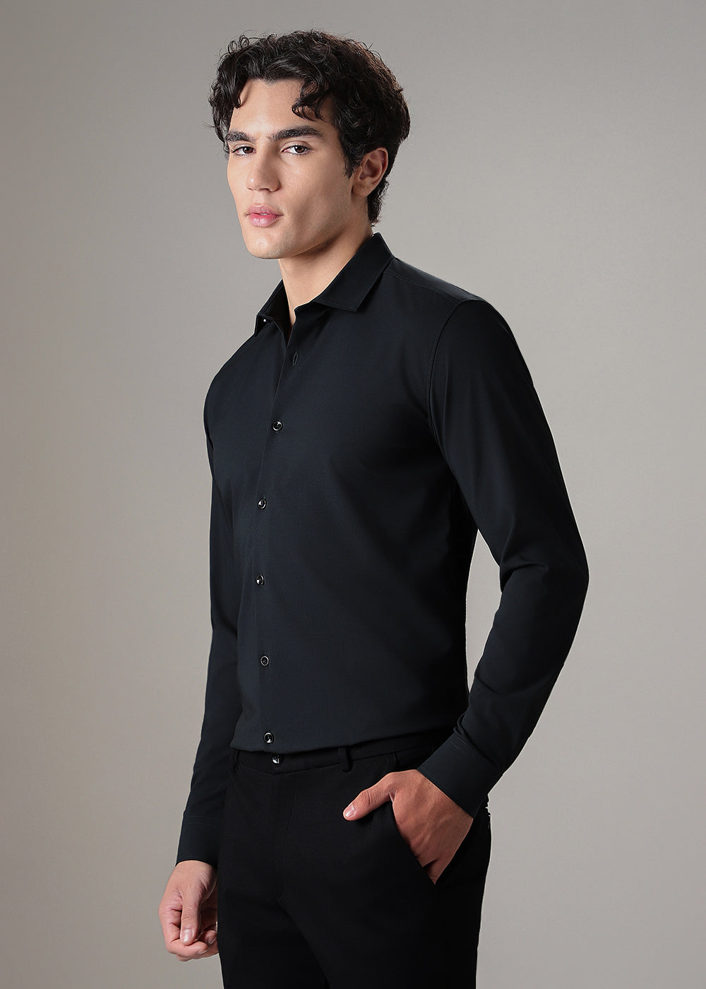 Coal Black Wrinkle Free Shirt