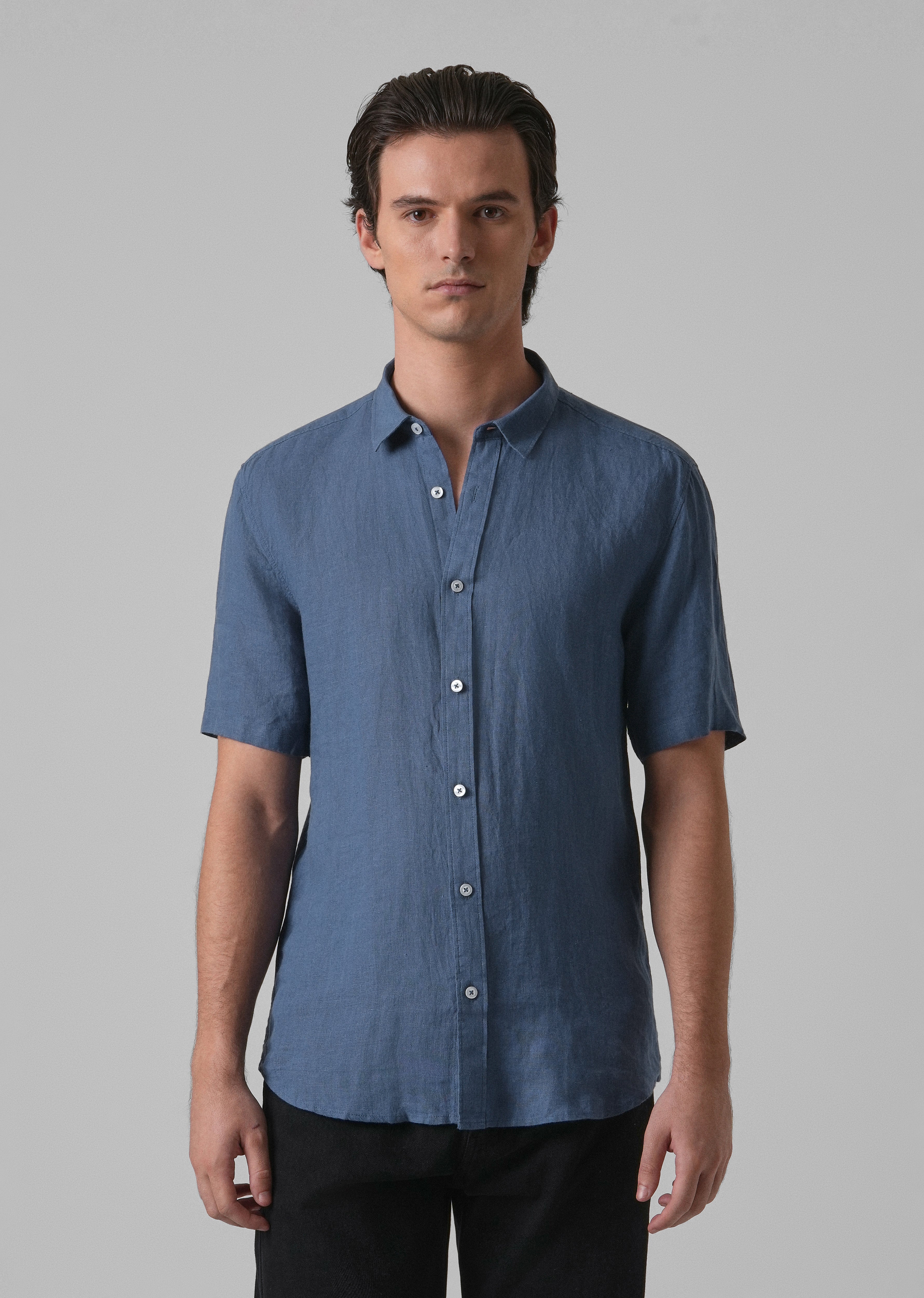 Cobalt Blue Linen Shirt