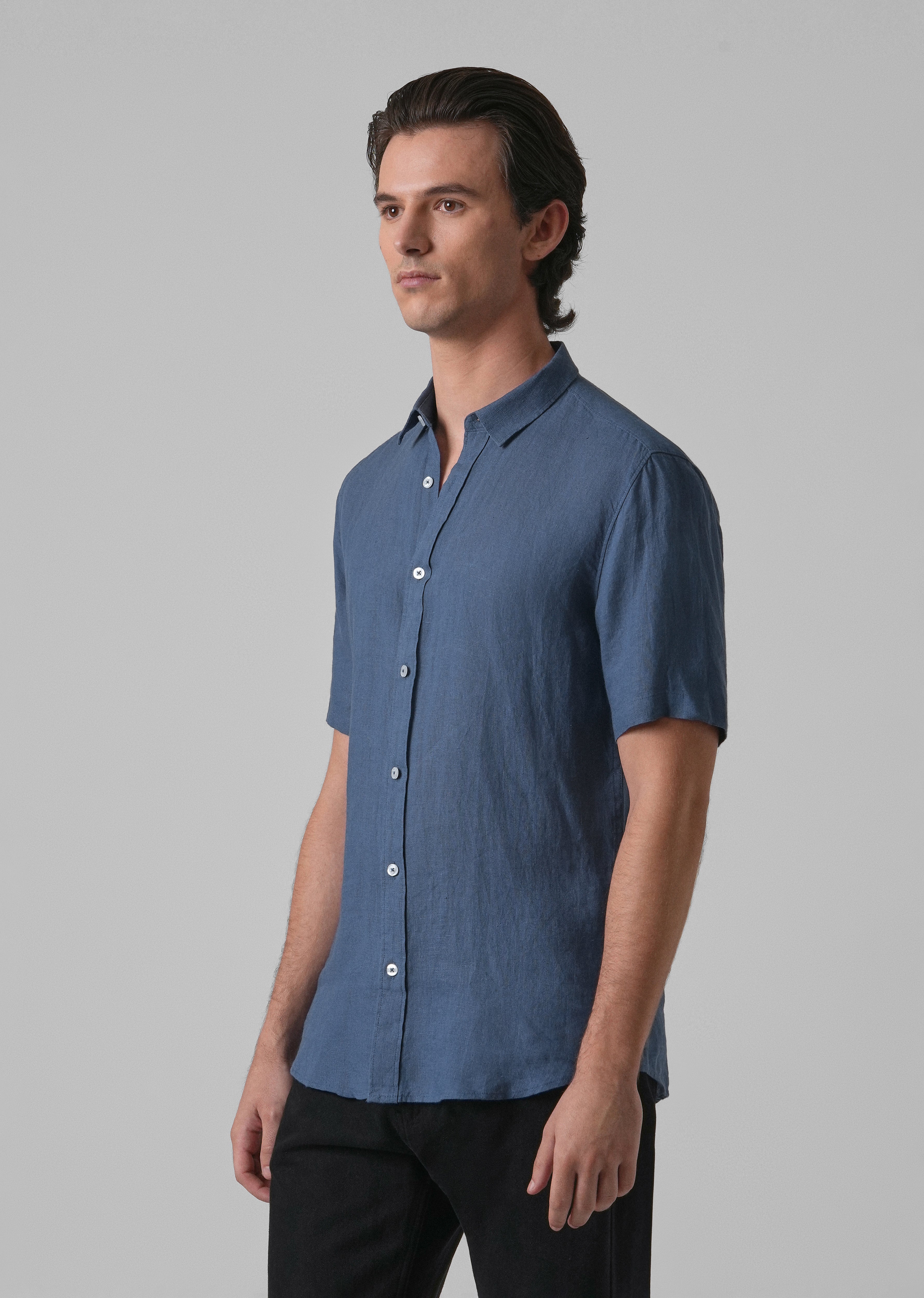 Cobalt Blue Linen Shirt