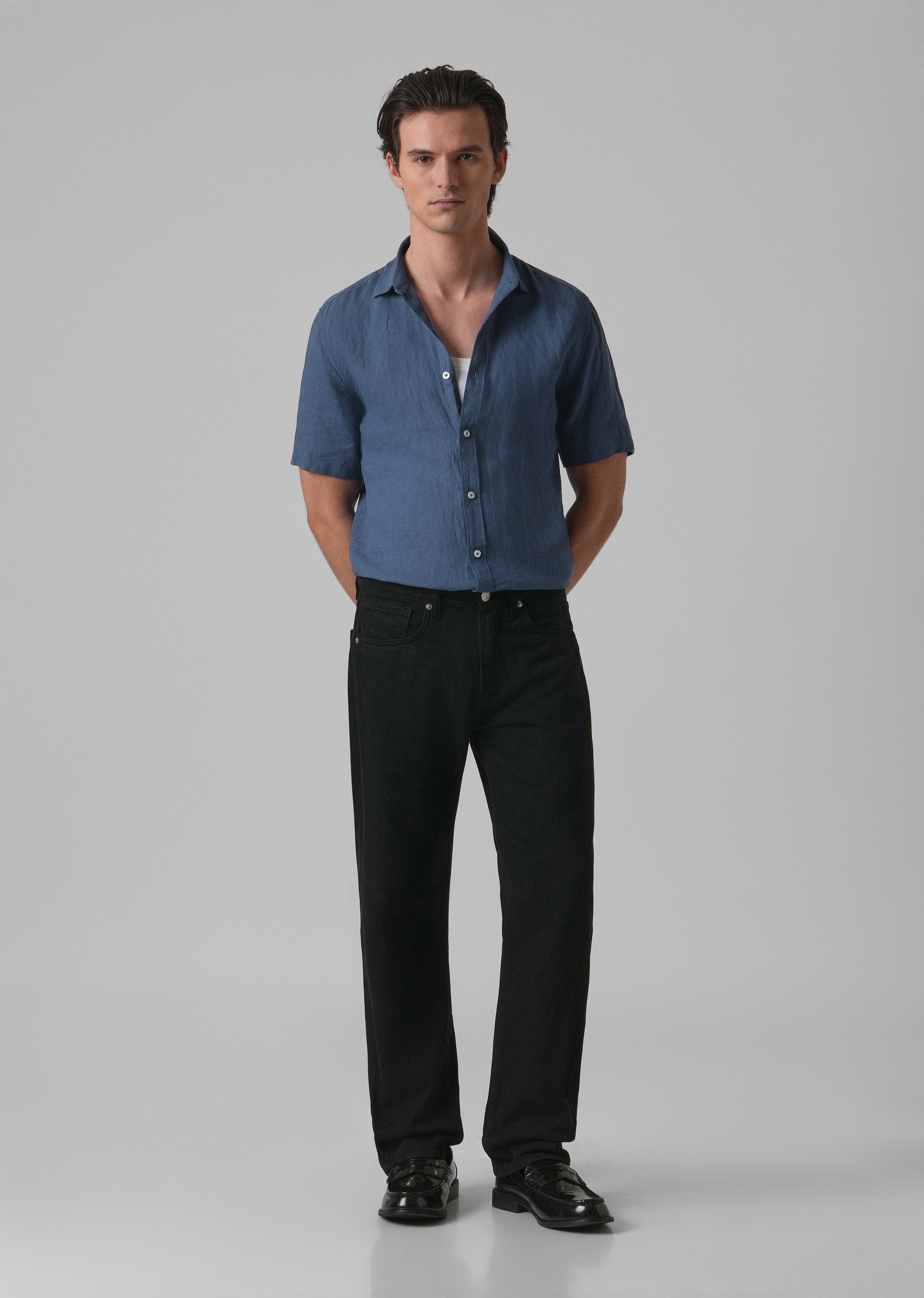 Cobalt Blue Linen Shirt