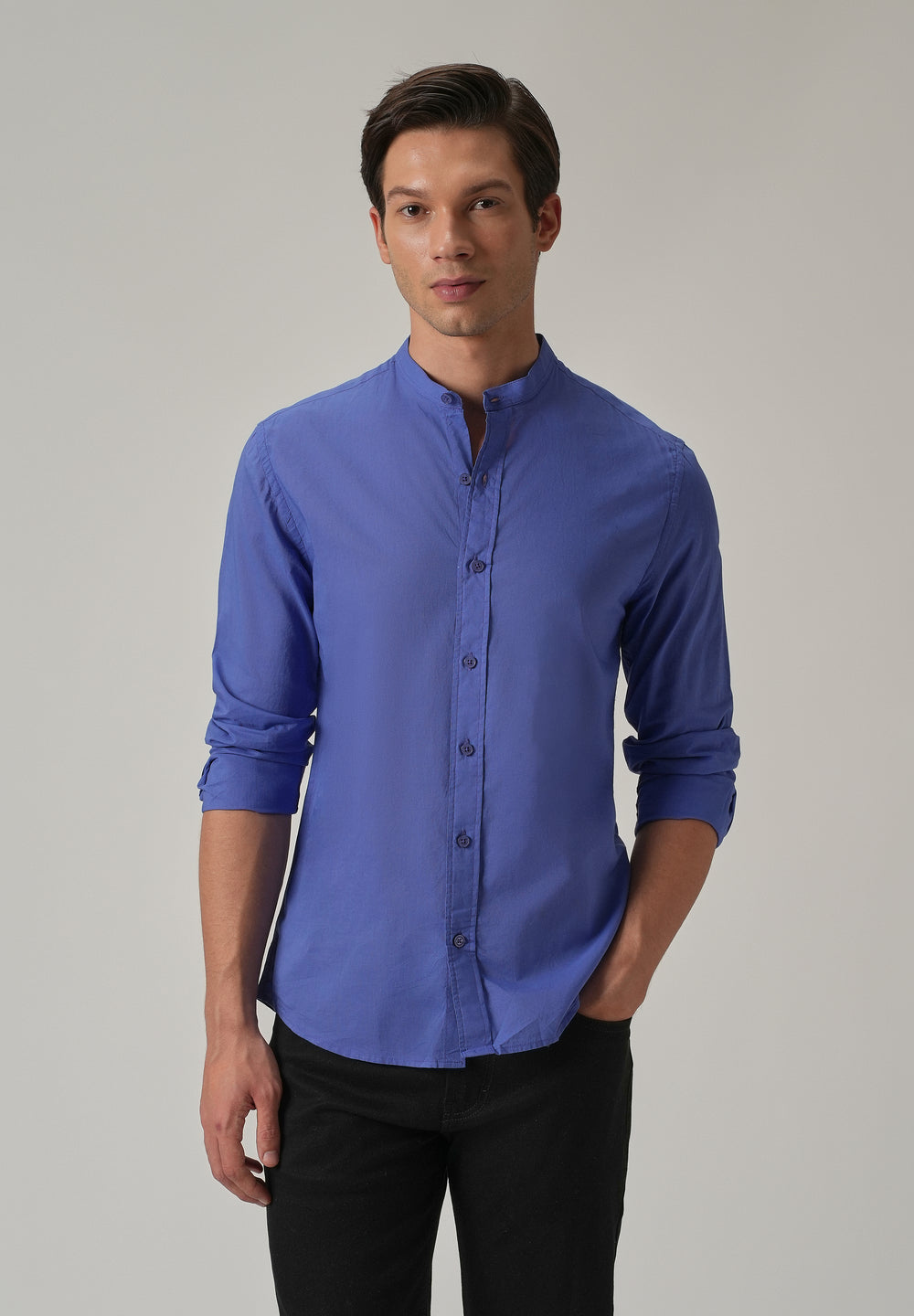 Cobalt Blue Plain Cotton Shirt