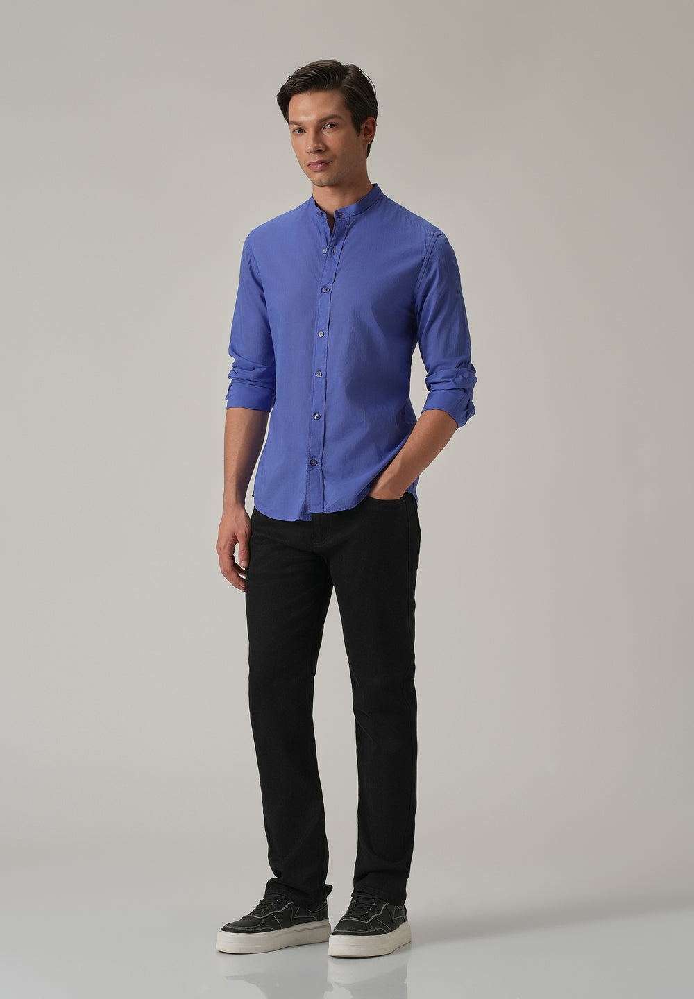 Cobalt Blue Plain Cotton Shirt