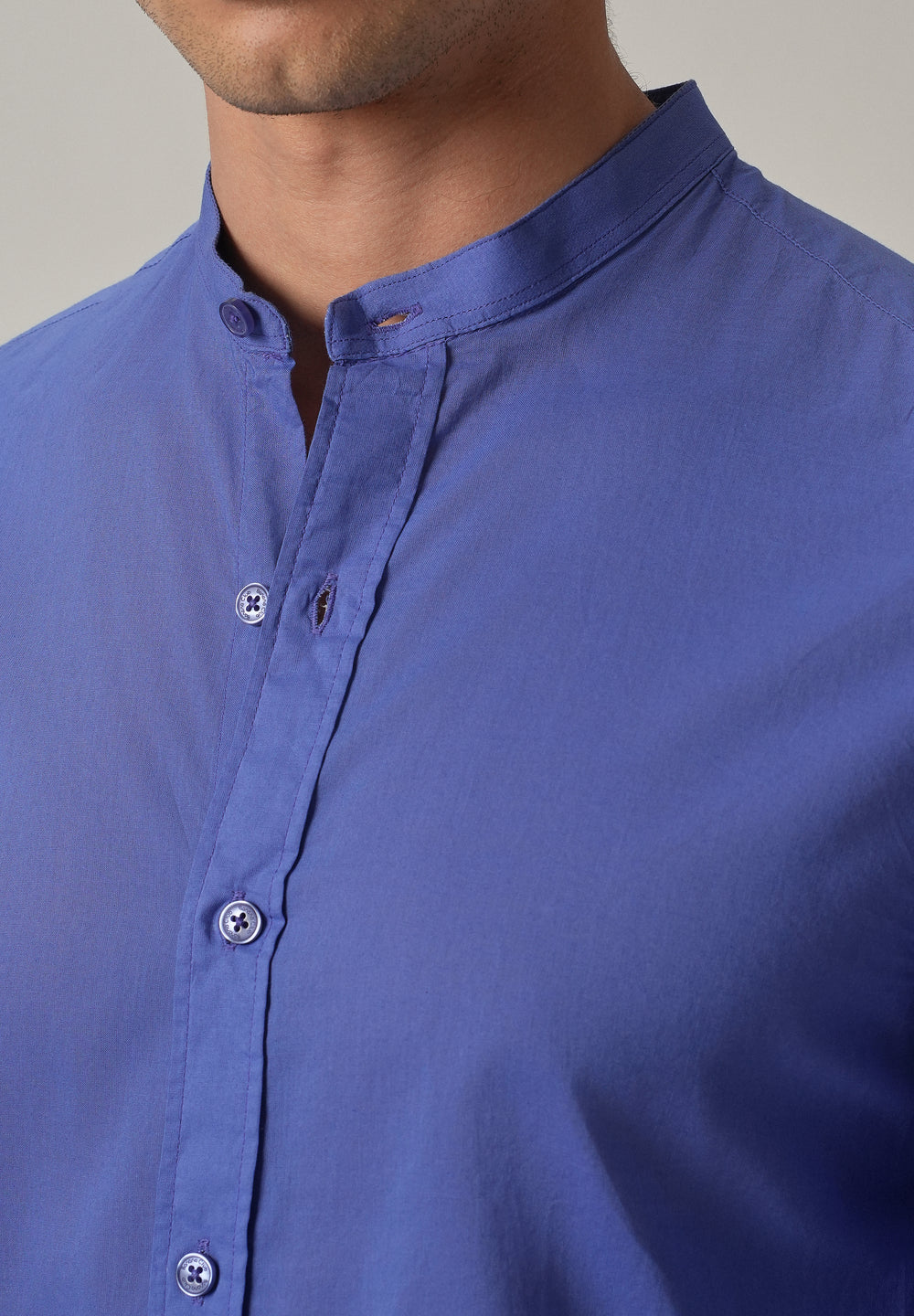 Cobalt Blue Plain Cotton Shirt