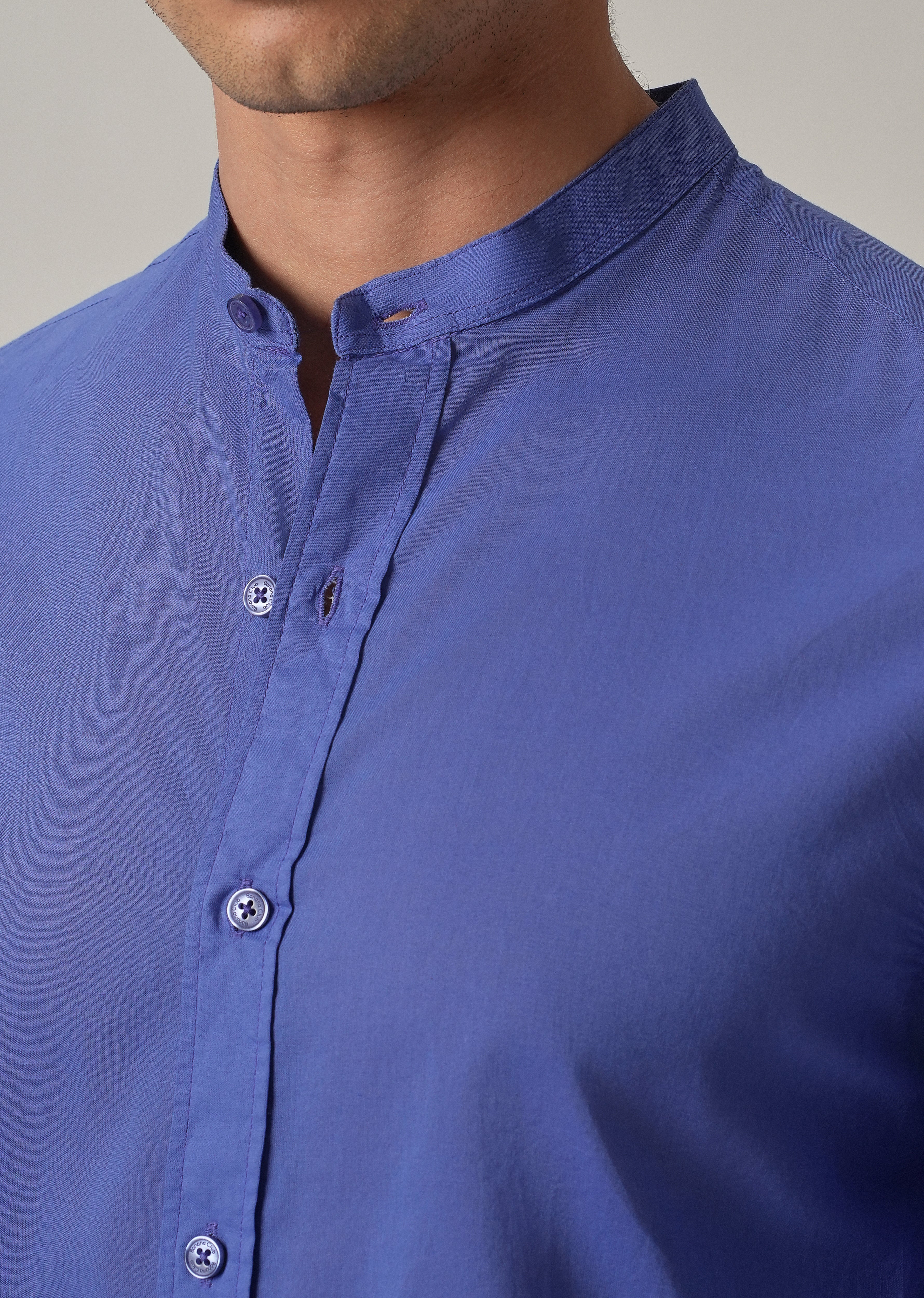 Cobalt Blue Plain Cotton Shirt