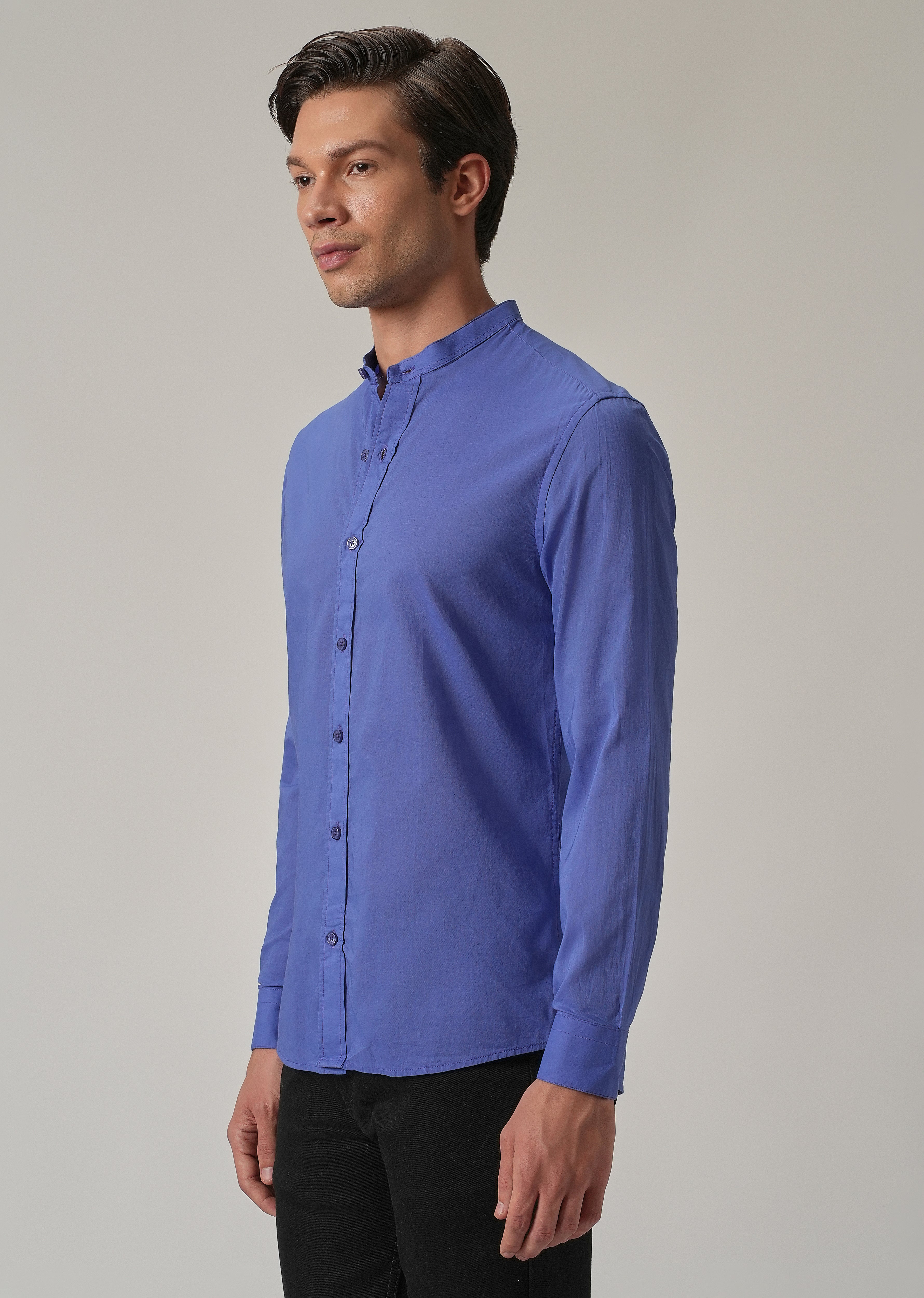 Cobalt Blue Plain Cotton Shirt
