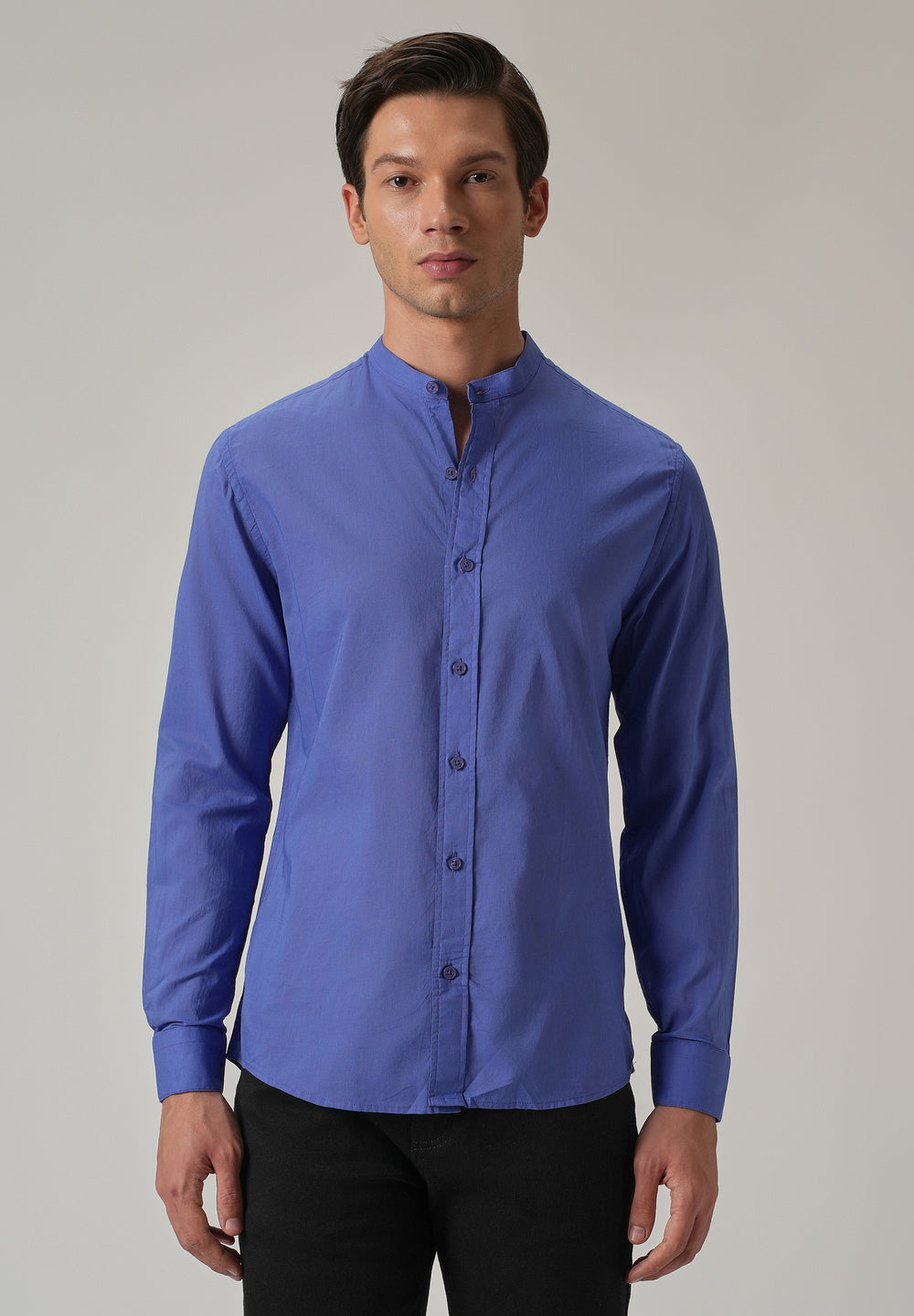 Cobalt Blue Plain Cotton Shirt
