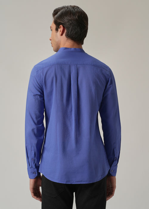 Cobalt Blue Plain Cotton Shirt