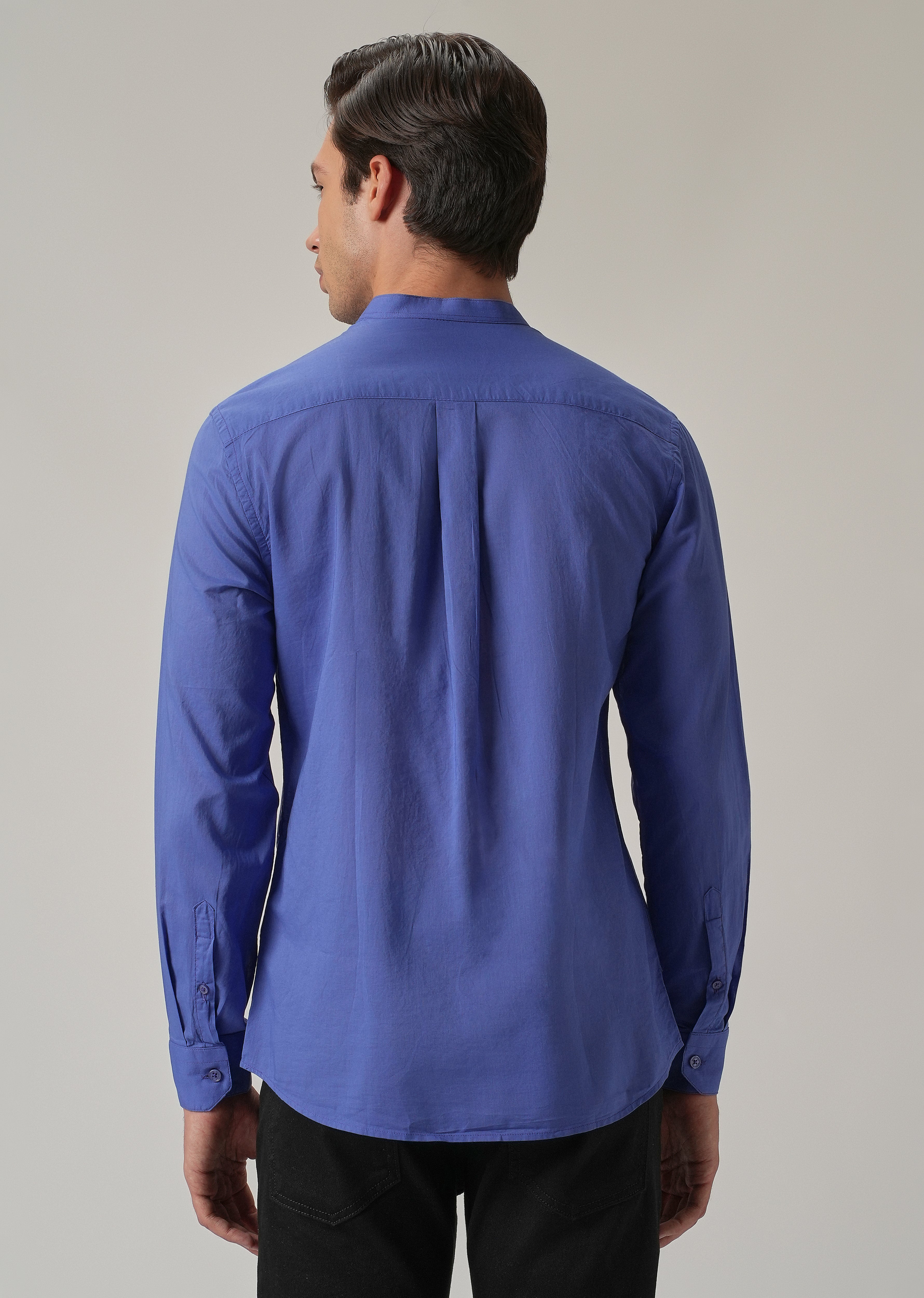 Cobalt Blue Plain Cotton Shirt