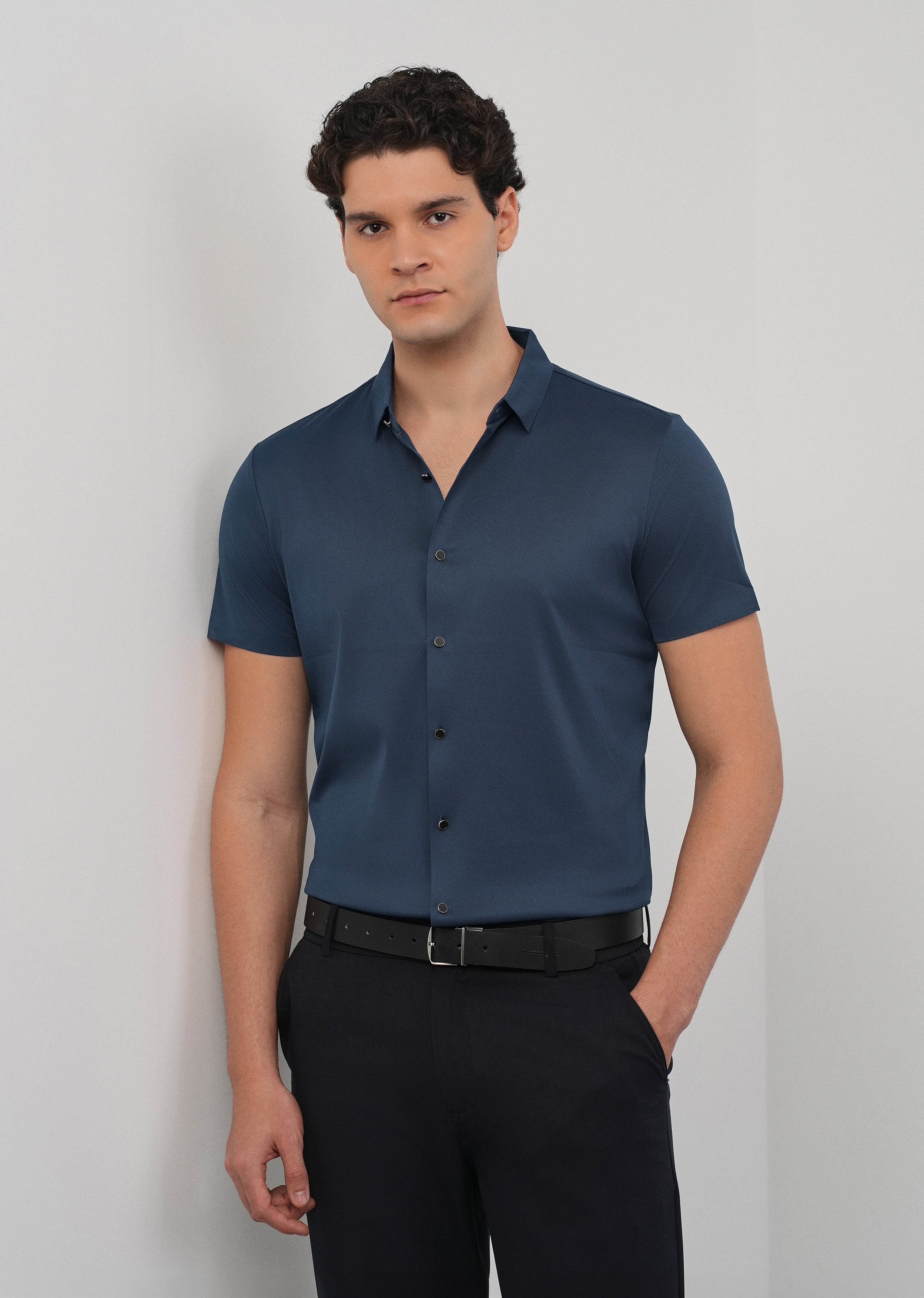 Cobalt Blue Stitchless Plain Half Sleeve Shirt