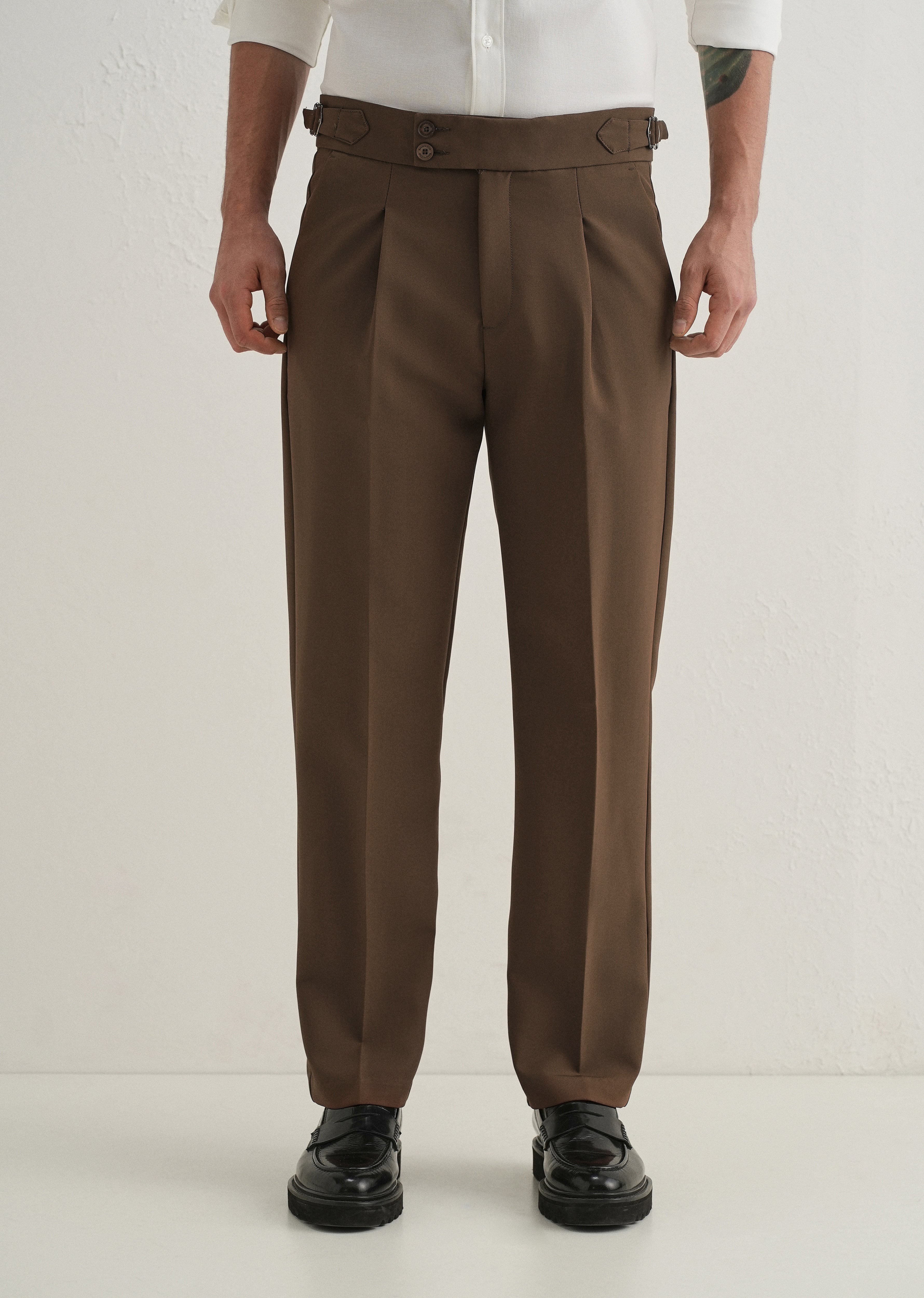 Coffee Brown Pleated Gurkha Pant