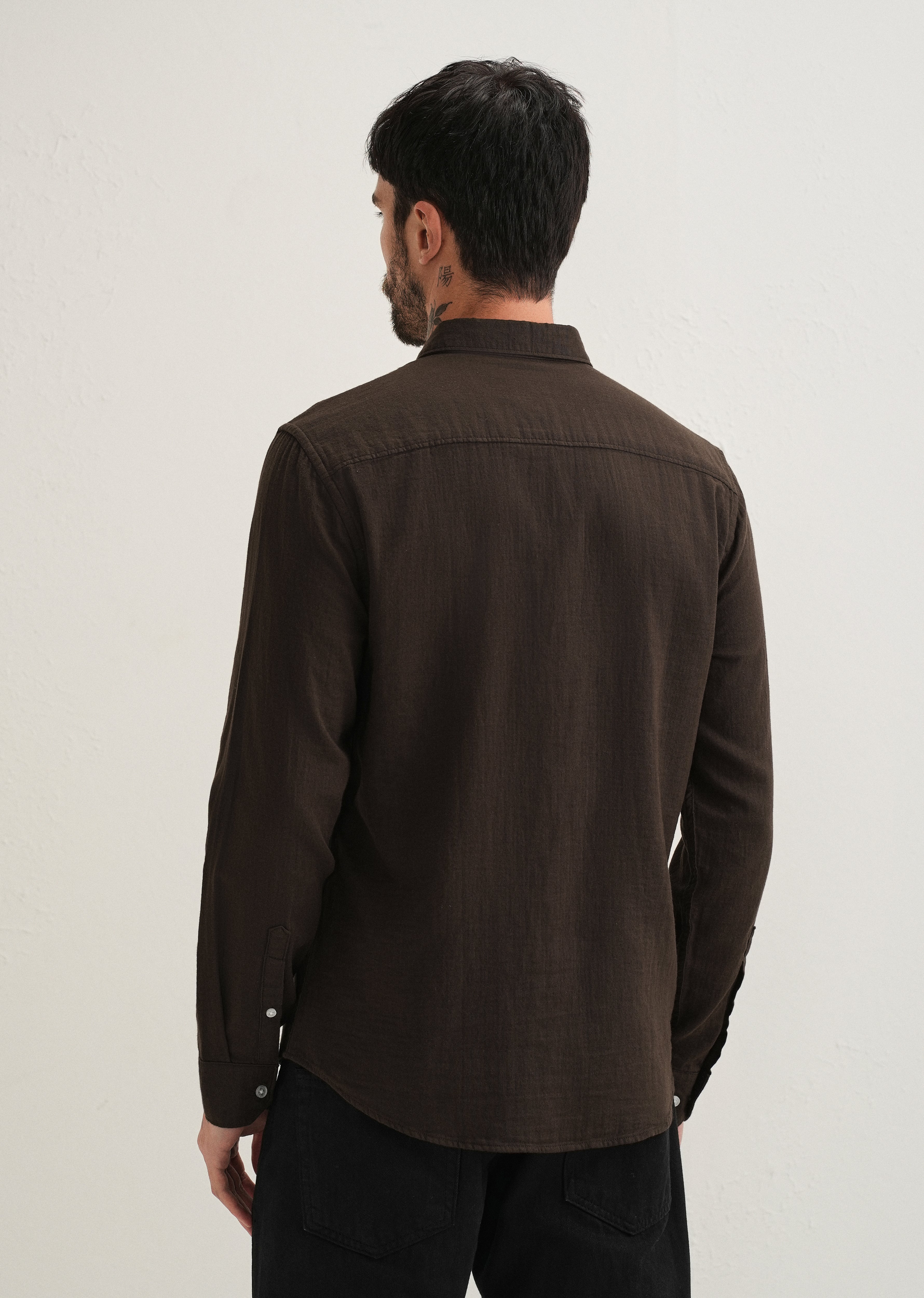 Coffee Brown Double Cloth Cotton Shirt
