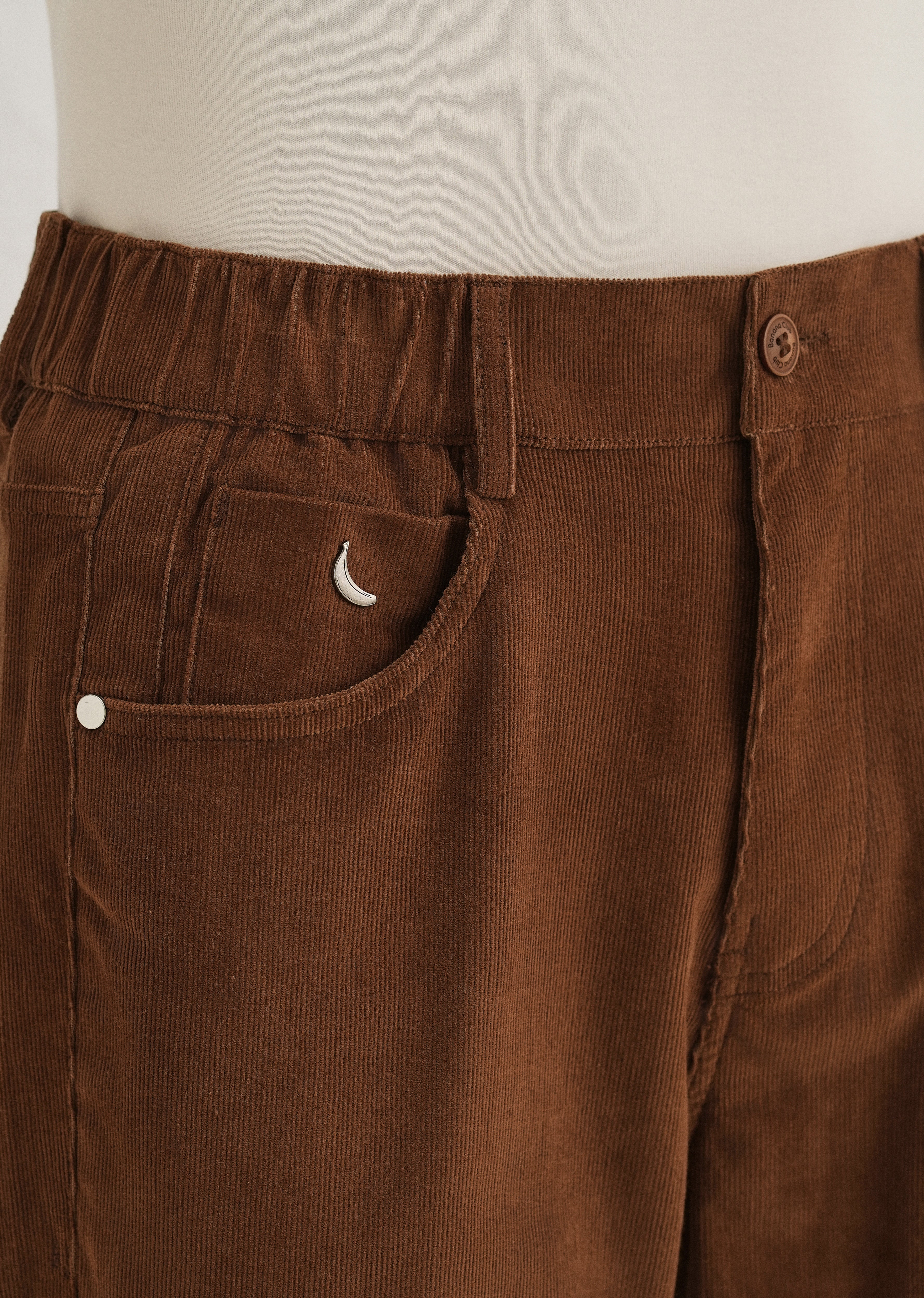 Coffee Brown Semi-Elasticated Corduroy Pant