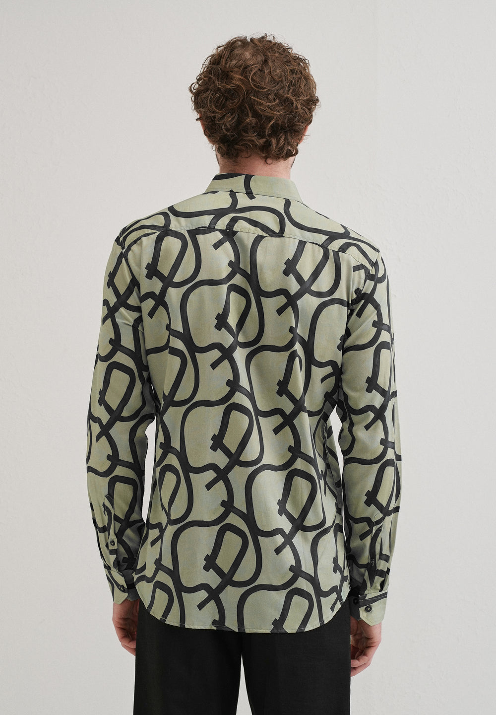 Contour Lines Green Printed Shirt