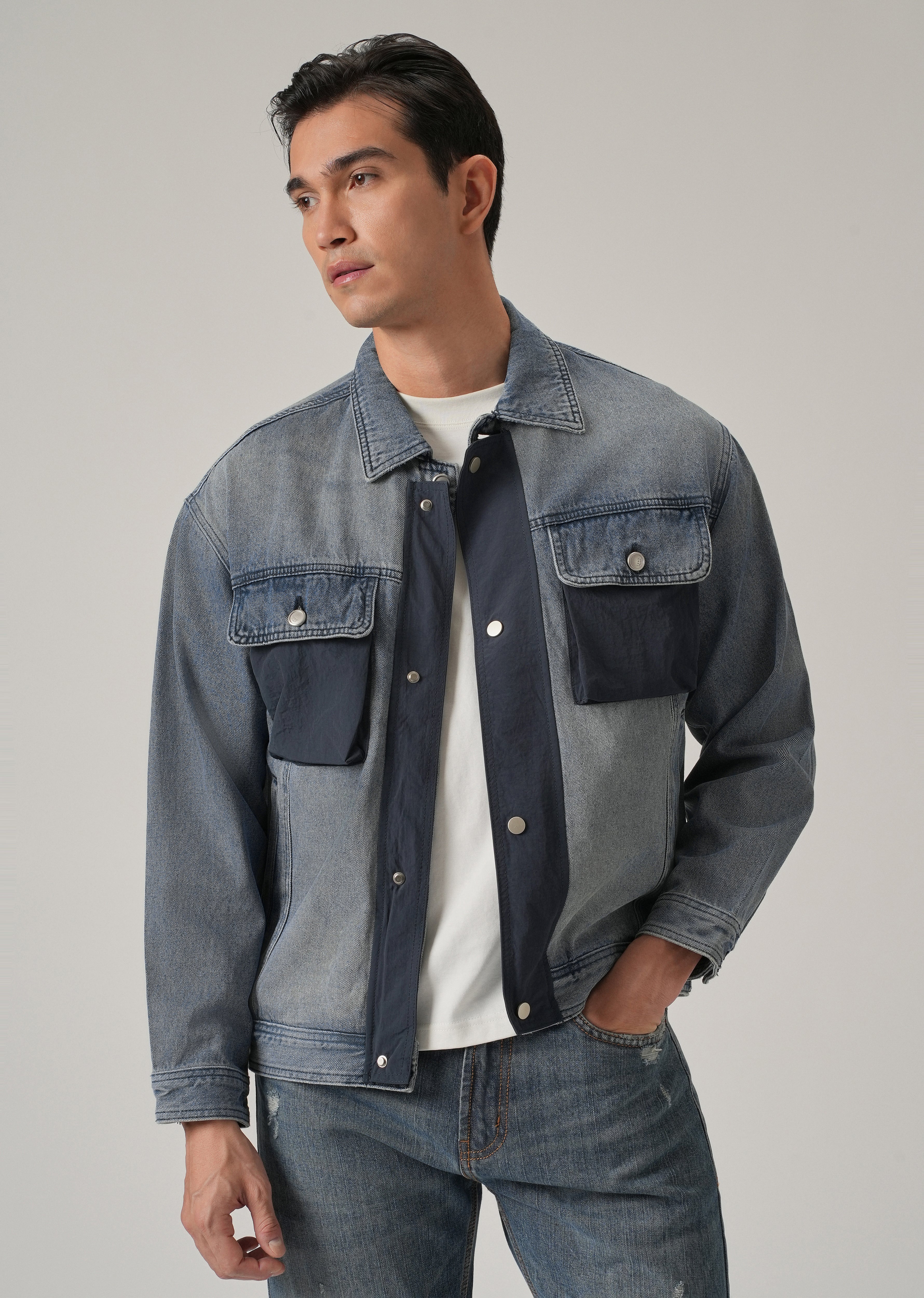 Contrast Panel Denim Jacket