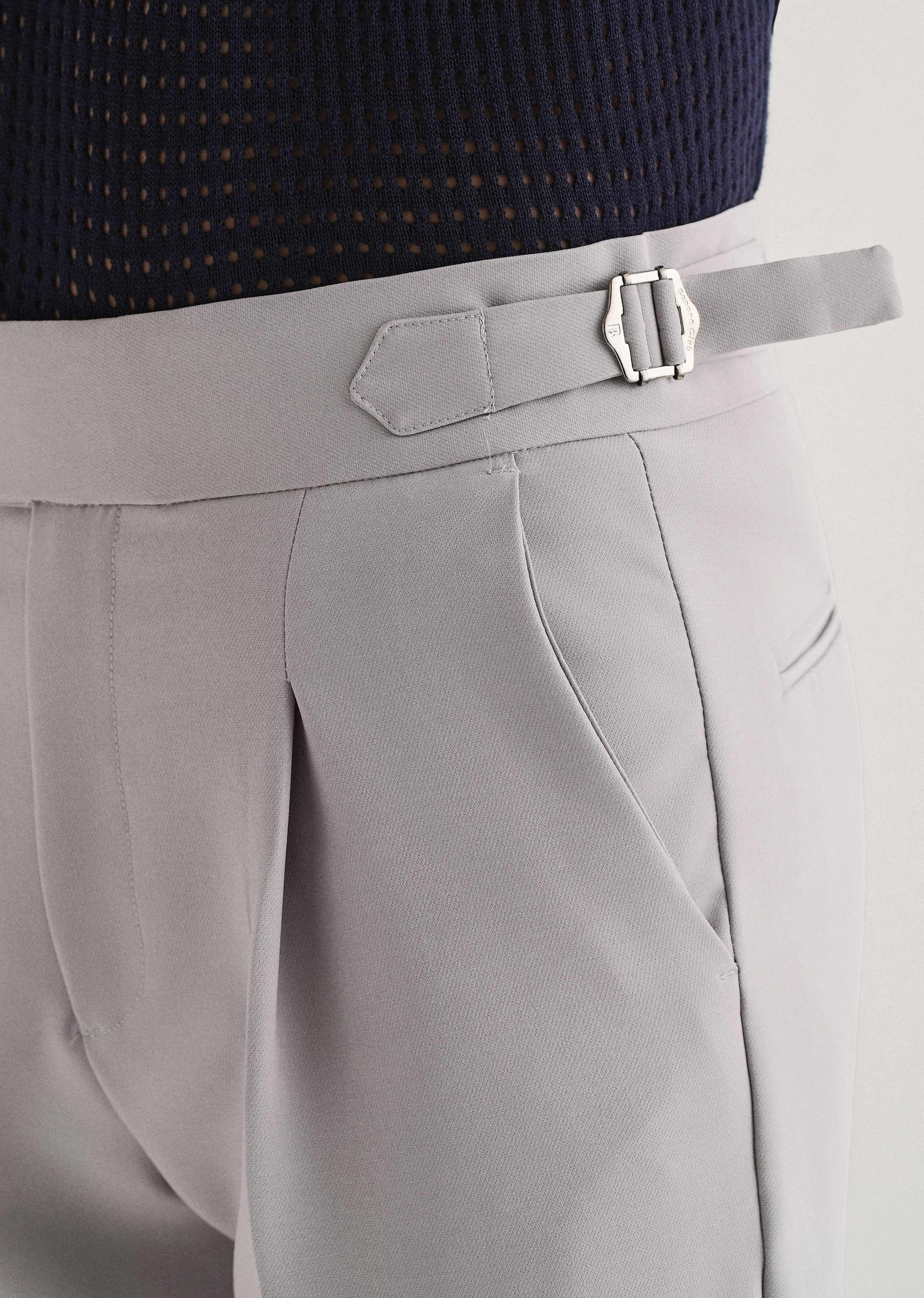 Cool Grey Pleated Gurkha Pant