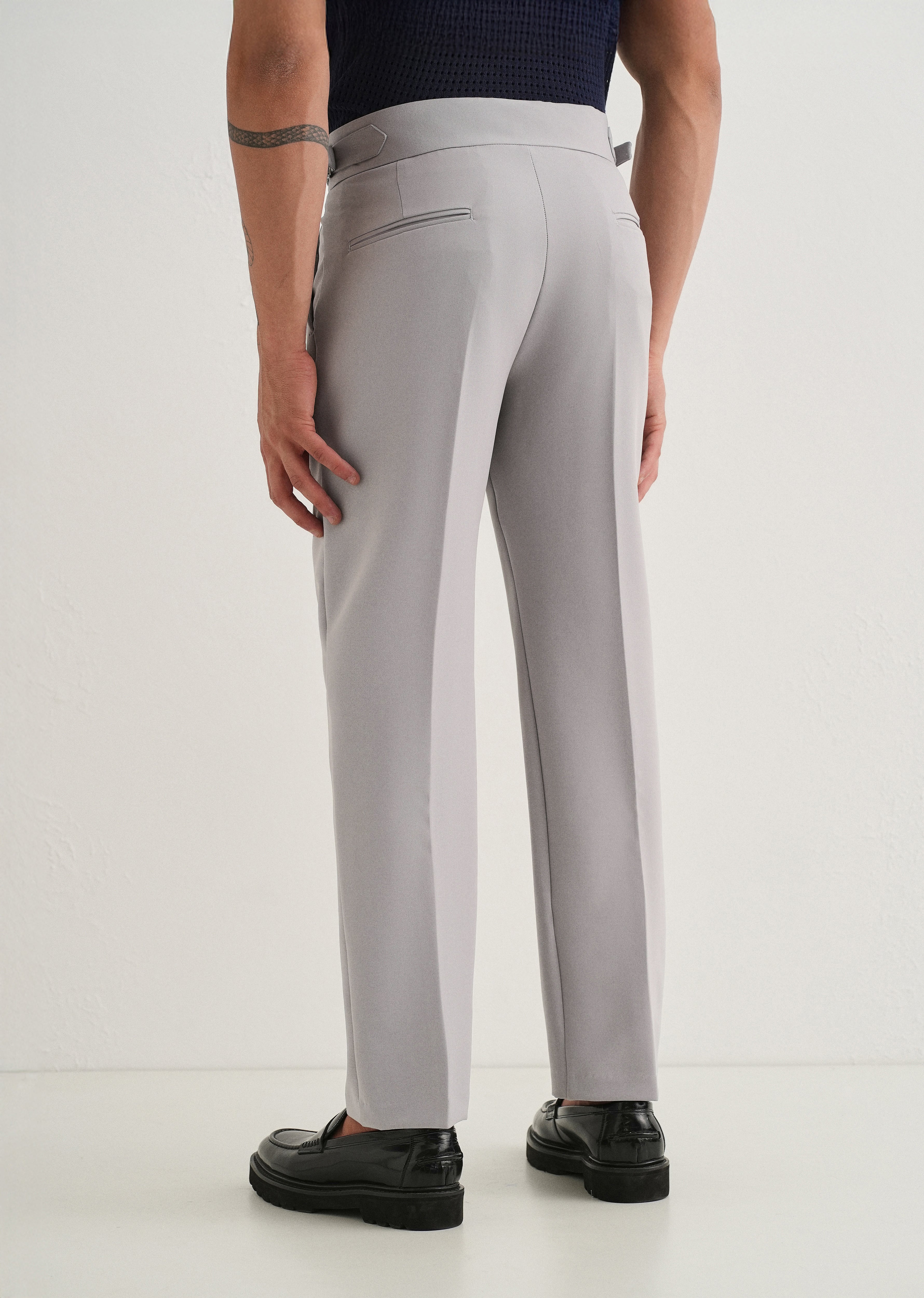 Cool Grey Pleated Gurkha Pant