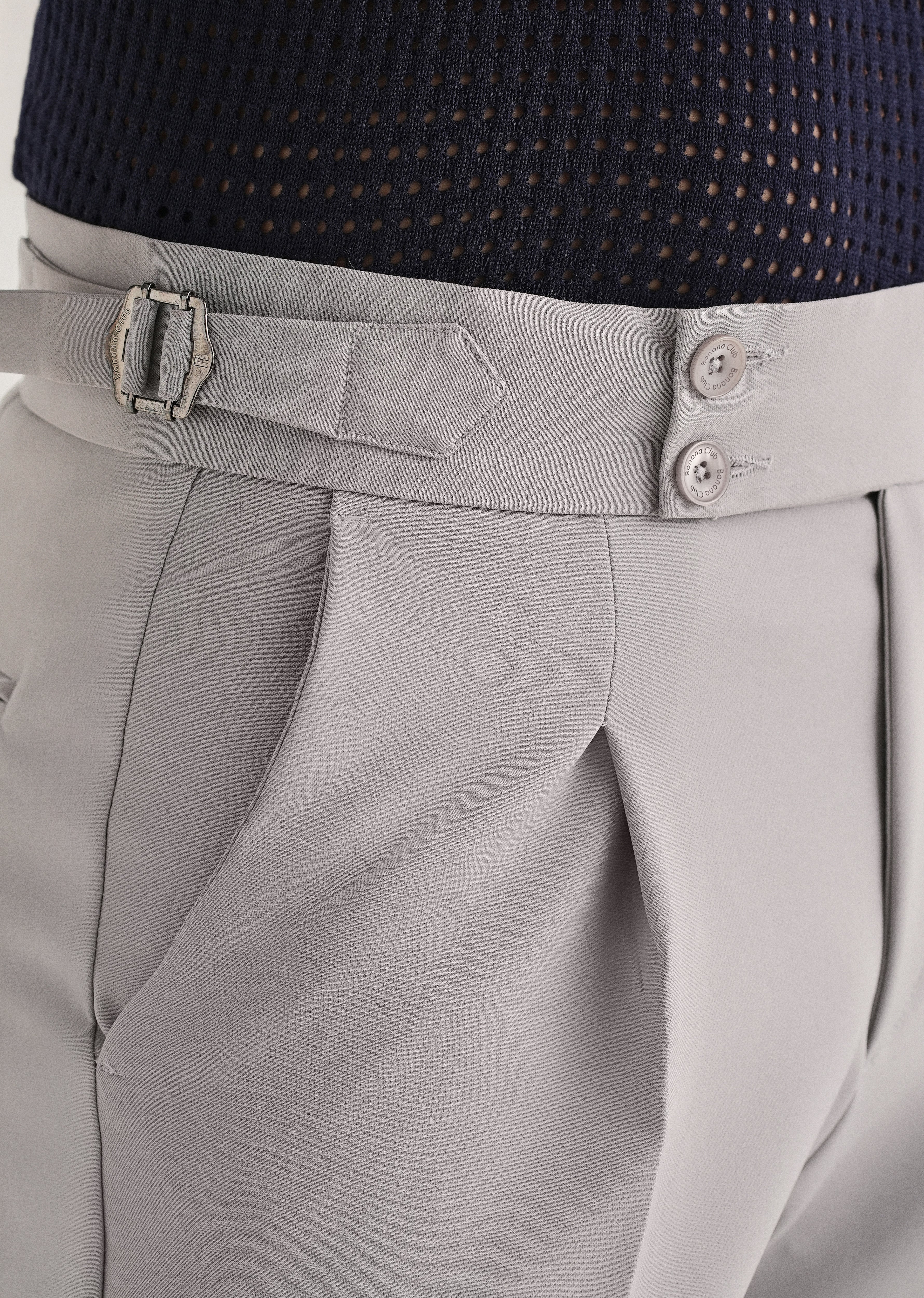 Cool Grey Pleated Gurkha Pant