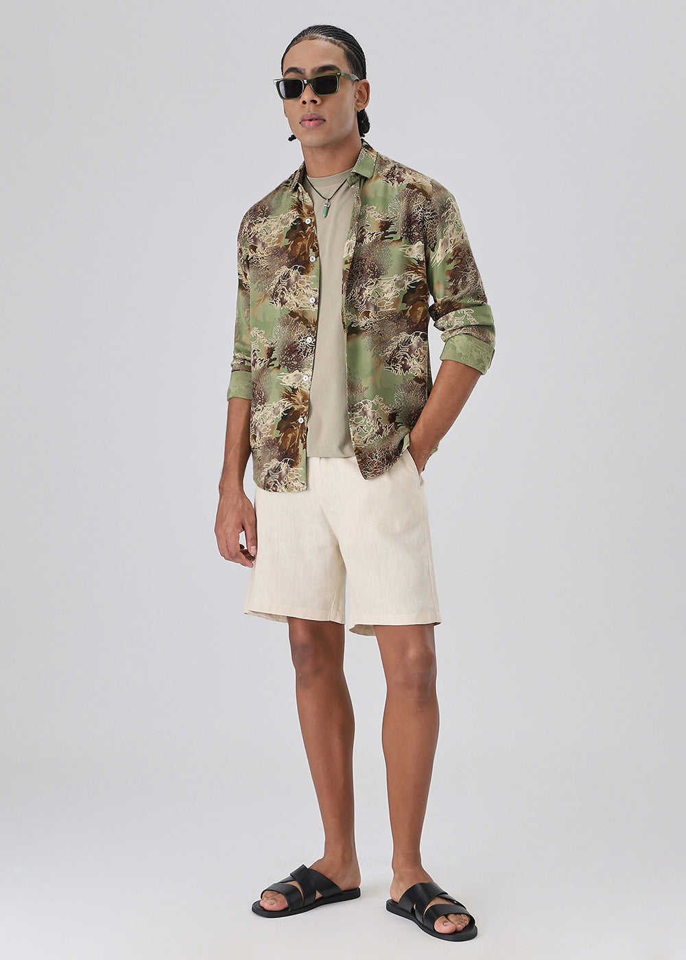 Coral Oasis Fern Feather shirt