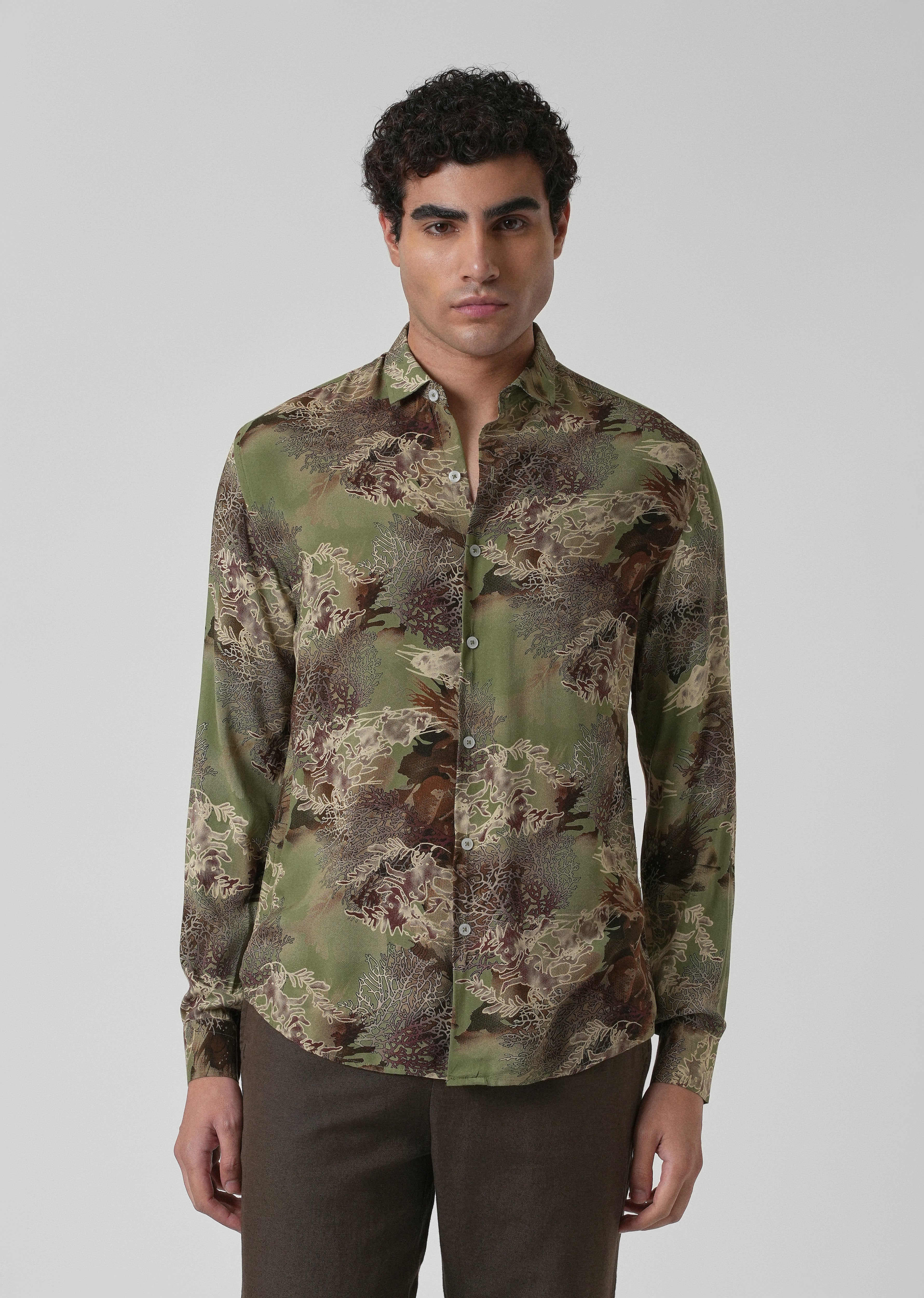 Coral Oasis Fern Feather shirt