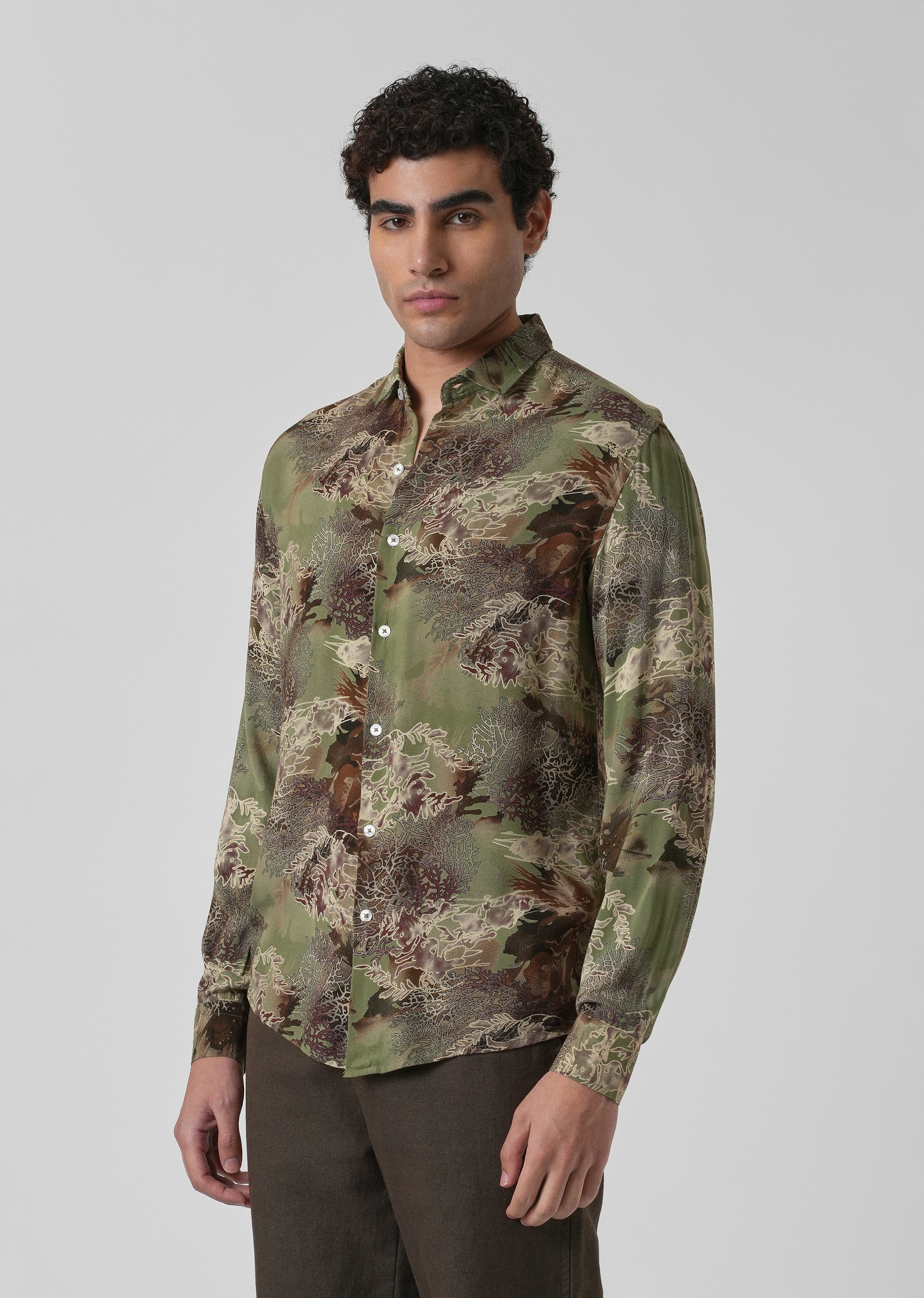 Coral Oasis Fern Feather shirt