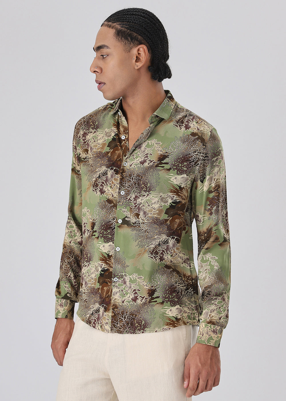 Coral Oasis Fern Feather shirt