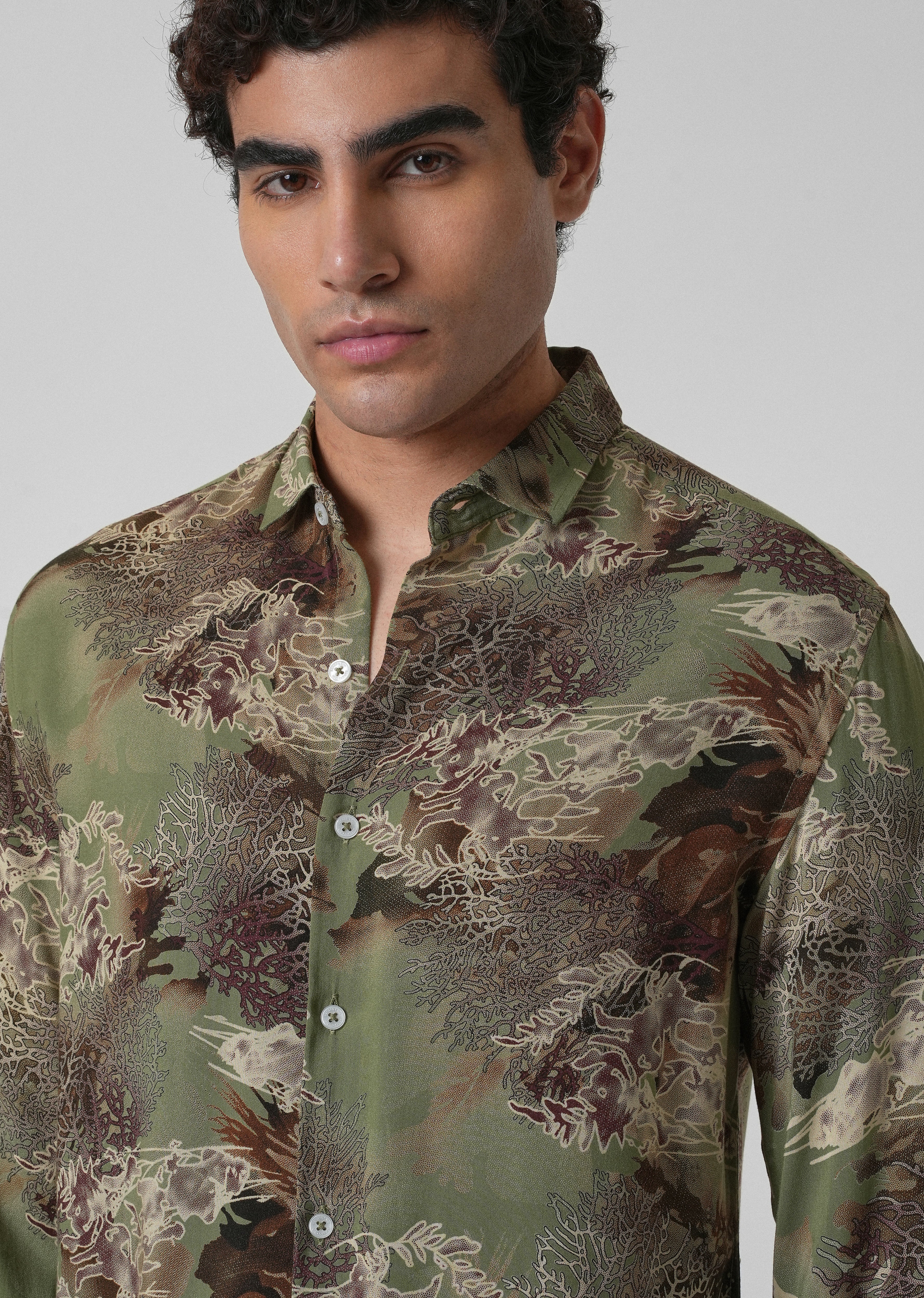 Coral Oasis Fern Feather shirt