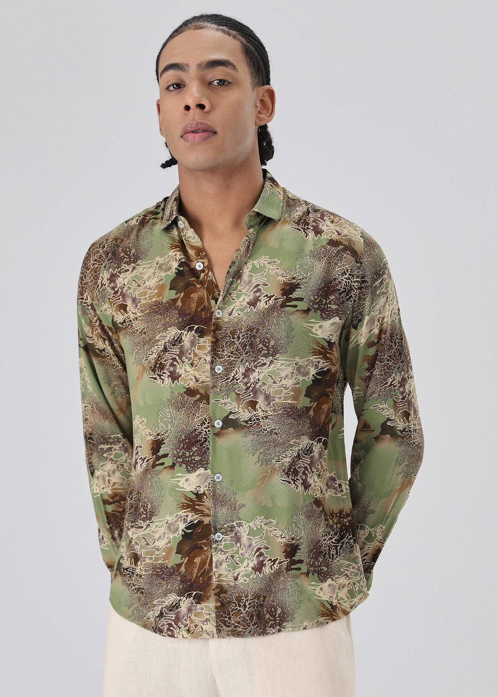 Coral Oasis Fern Feather shirt