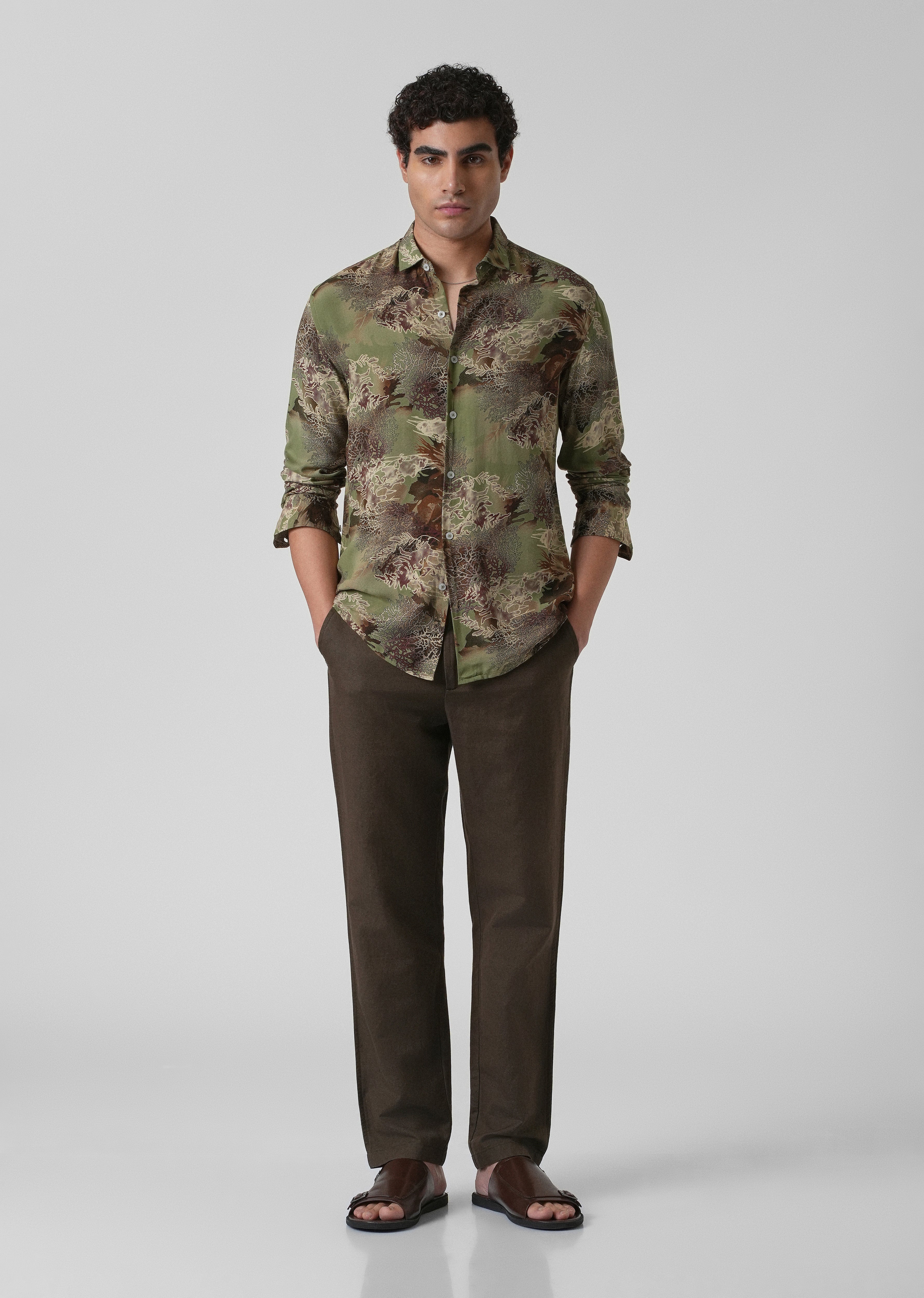 Coral Oasis Fern Feather shirt