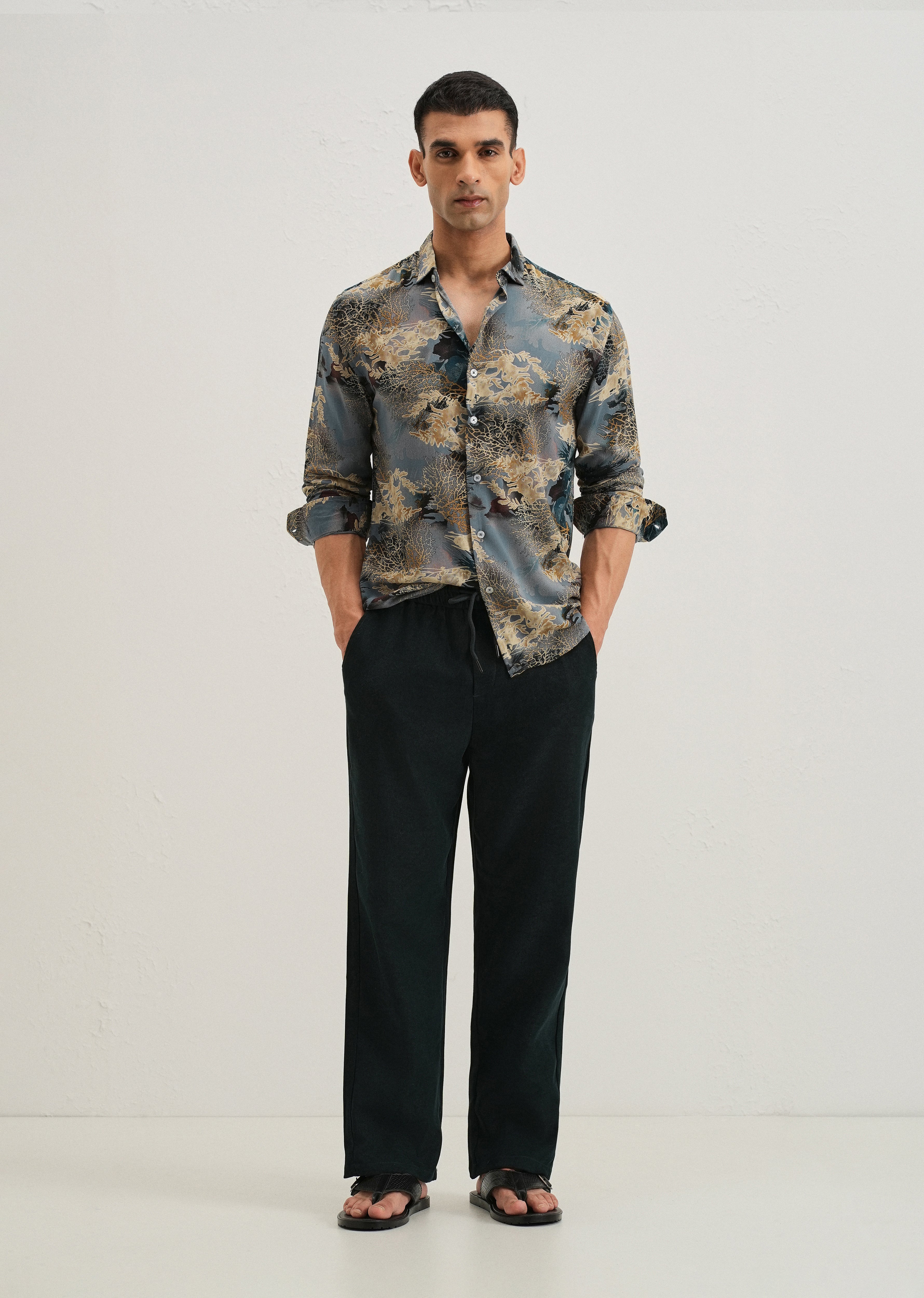 Coral Oasis Light Blue Feather shirt