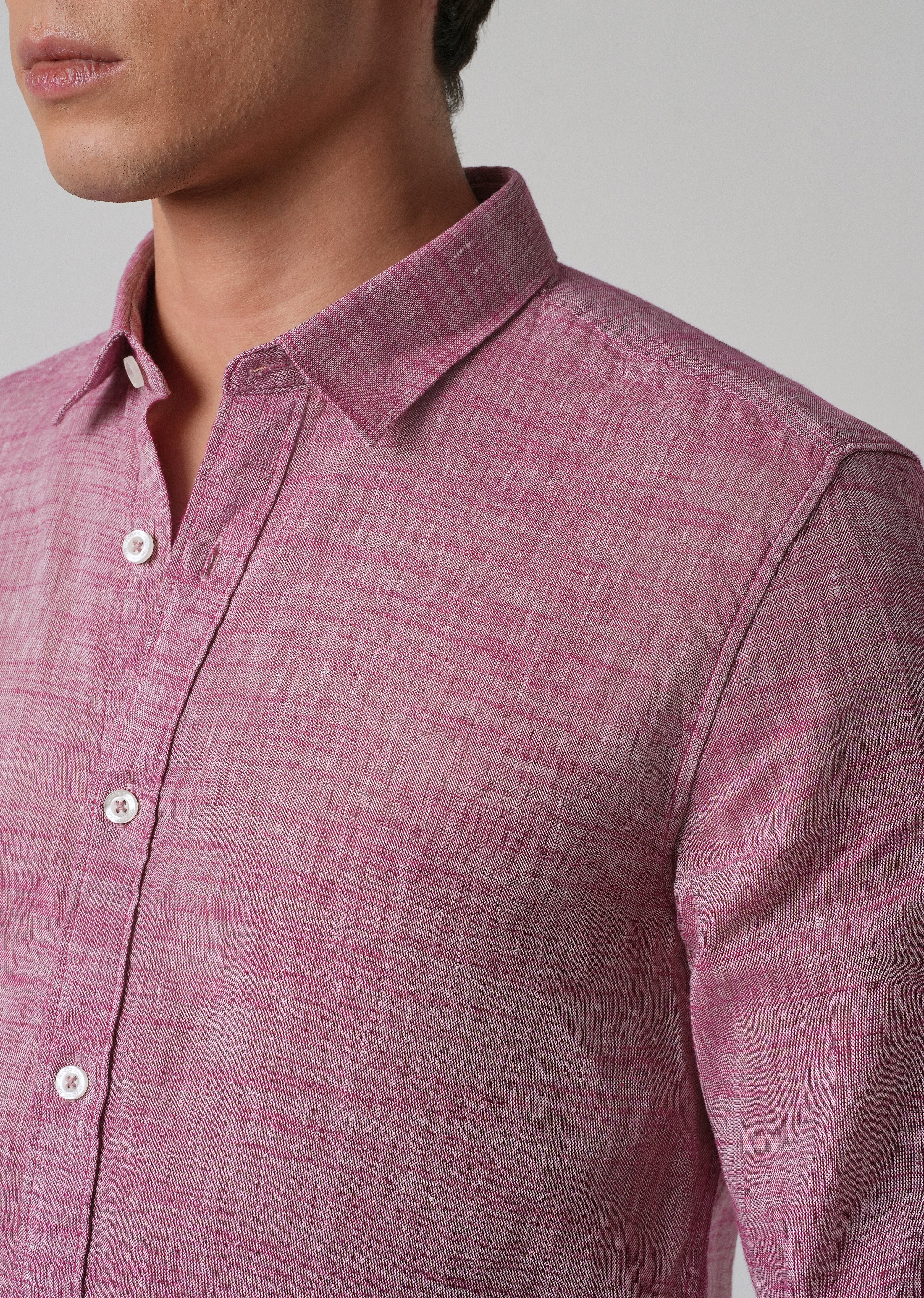 100% Pure Linen Coral Pink Shirt
