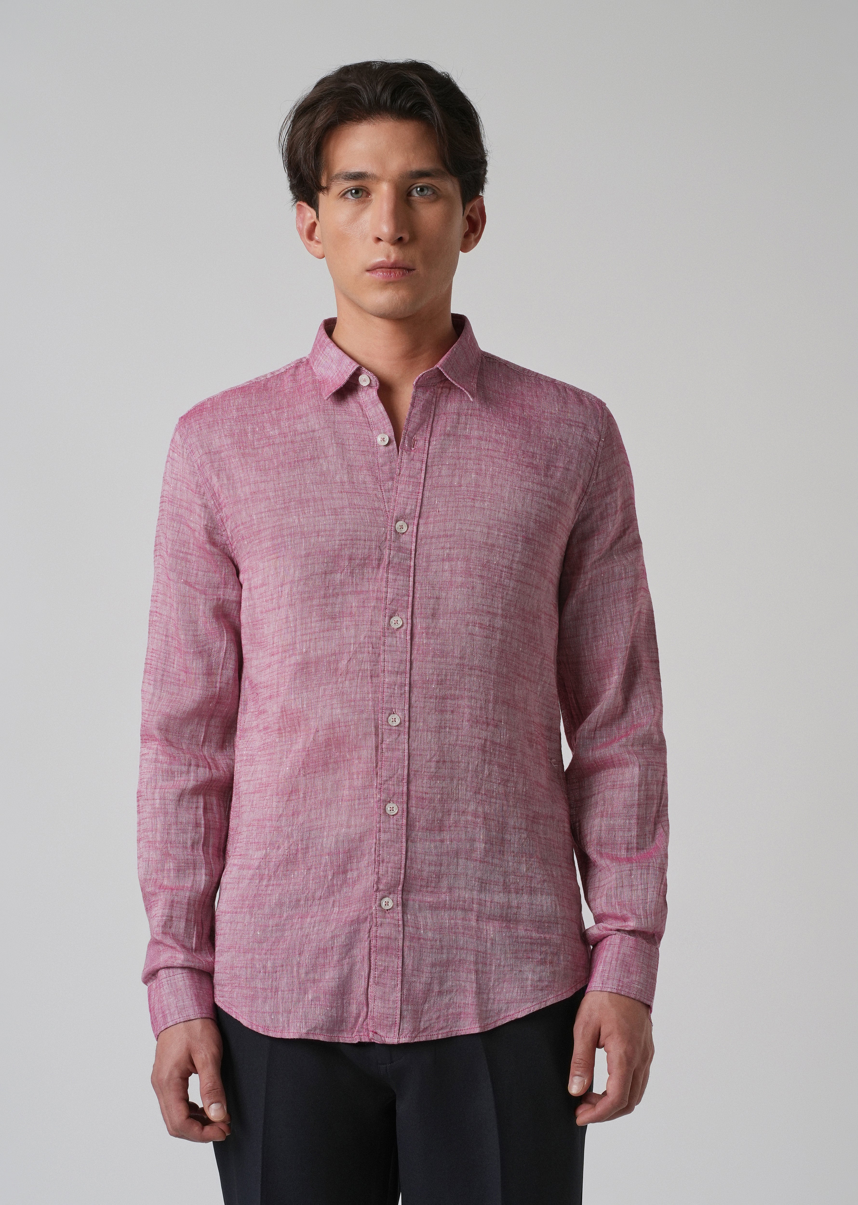 100% Pure Linen Coral Pink Shirt