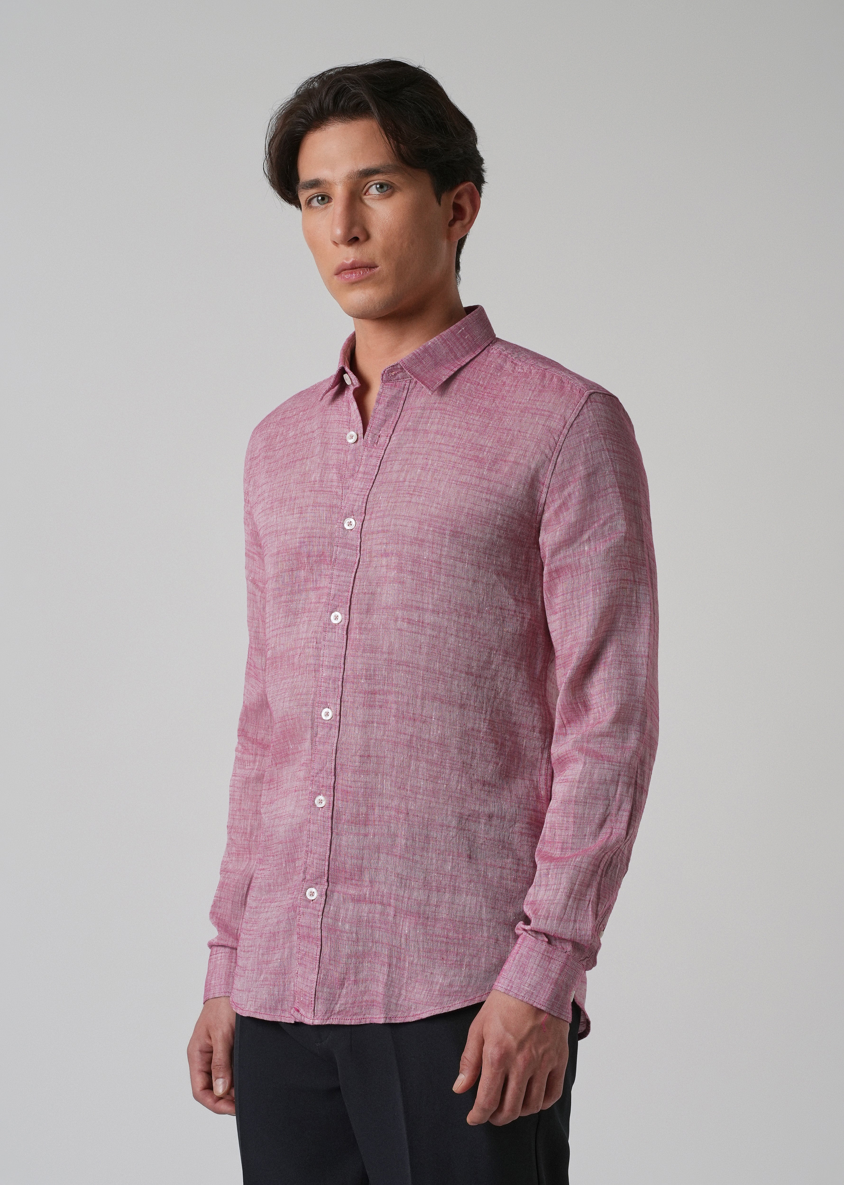 100% Pure Linen Coral Pink Shirt