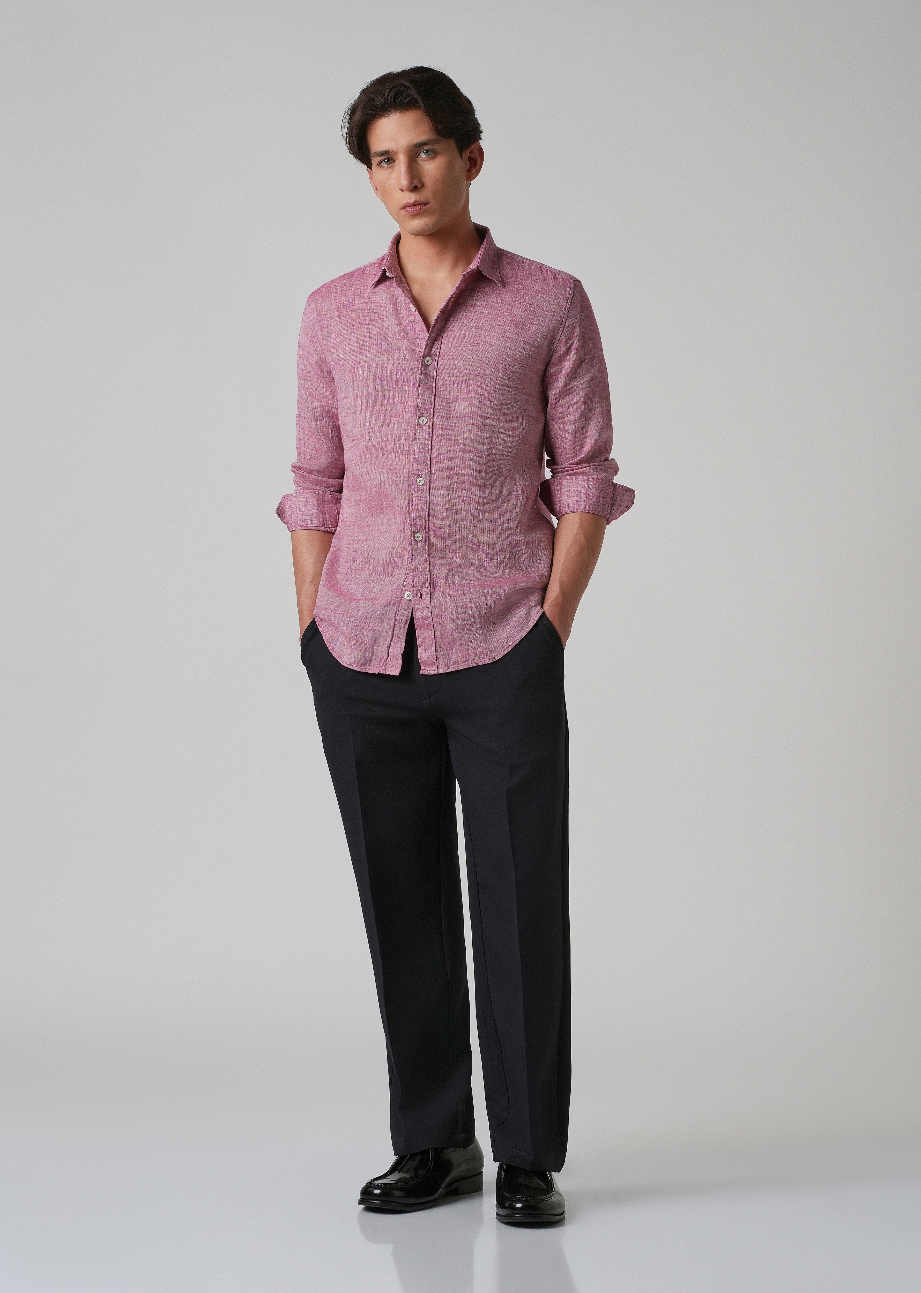 100% Pure Linen Coral Pink Shirt