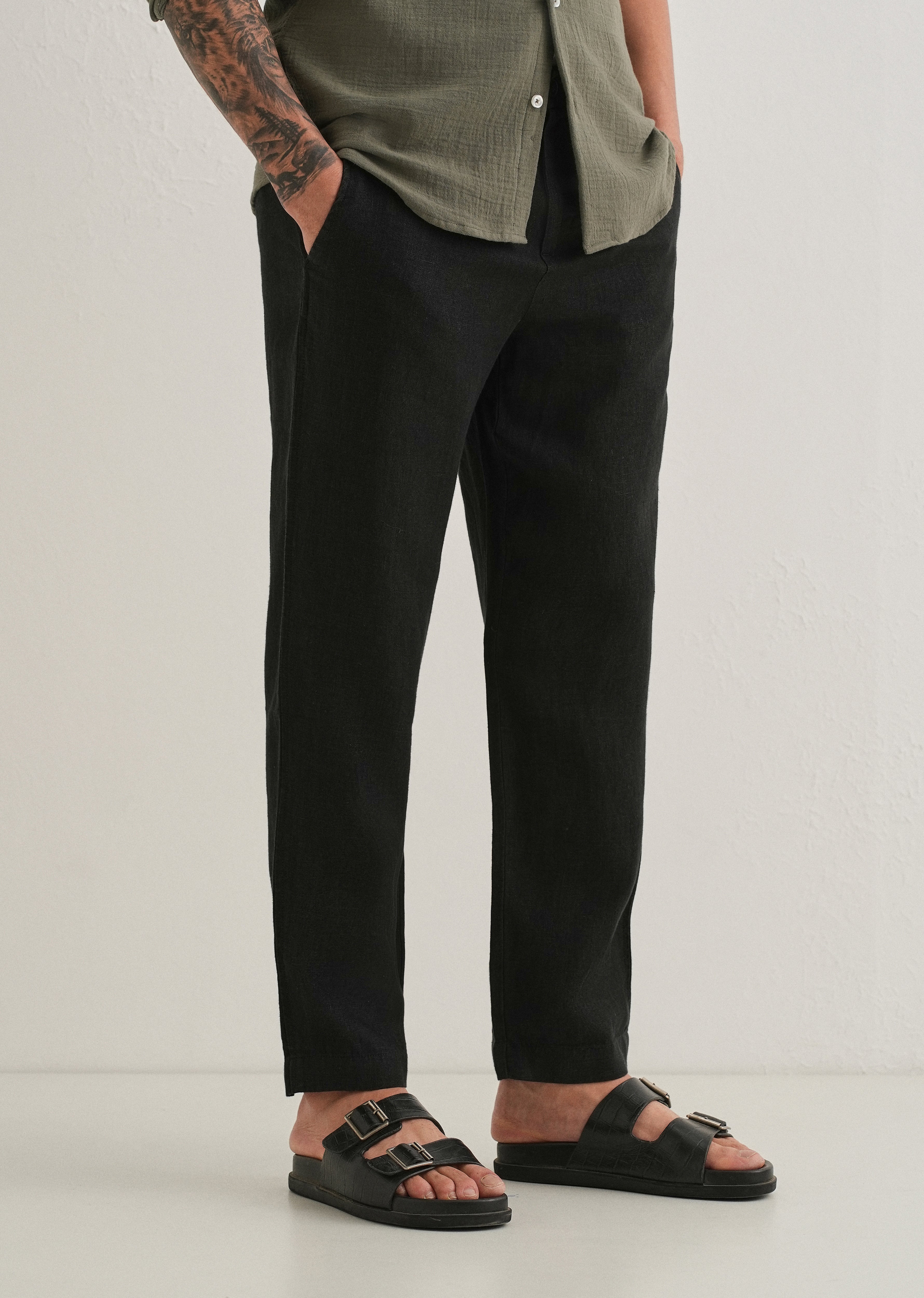 Cosmic Black Linen Pant