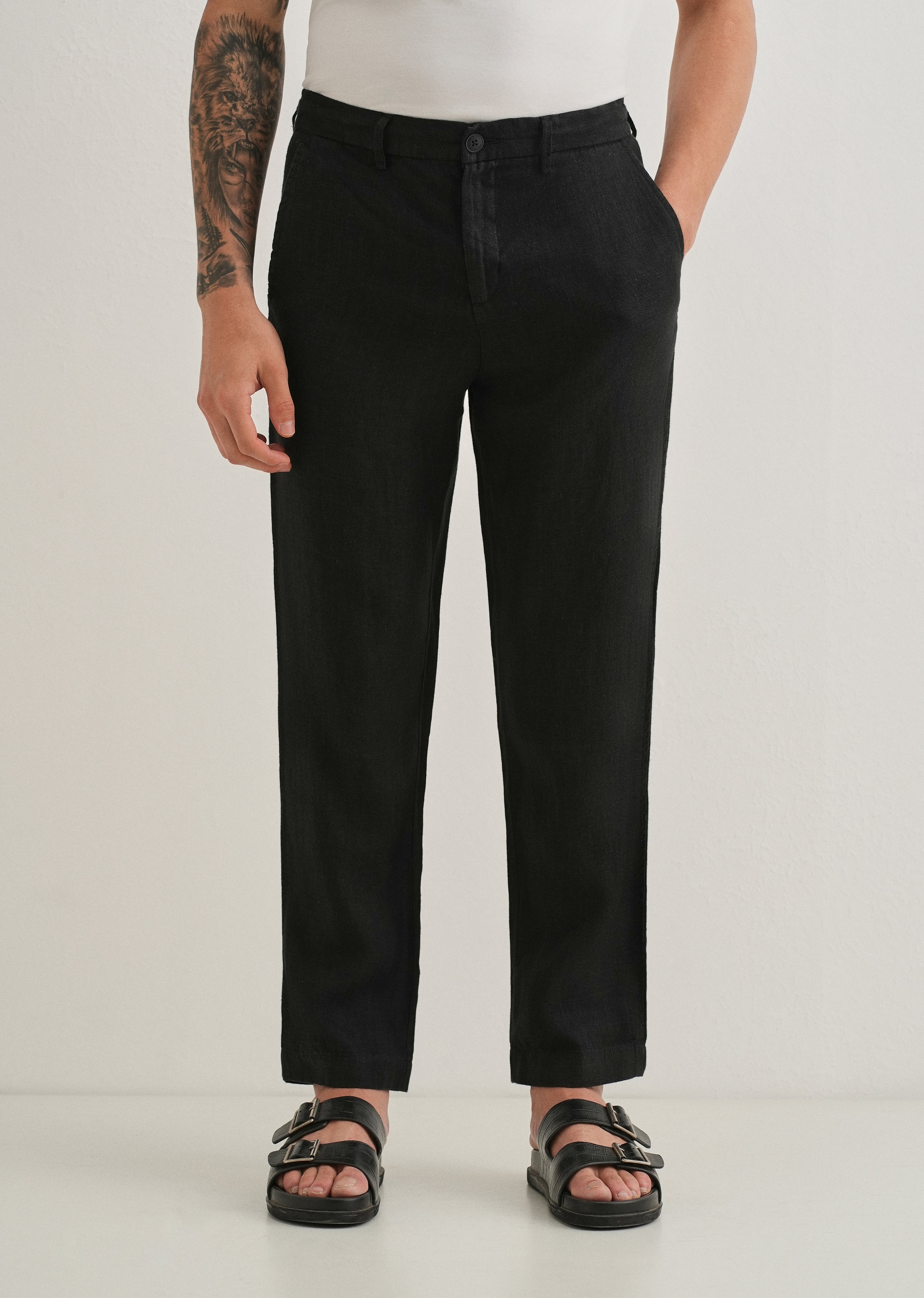 Cosmic Black Linen Pant