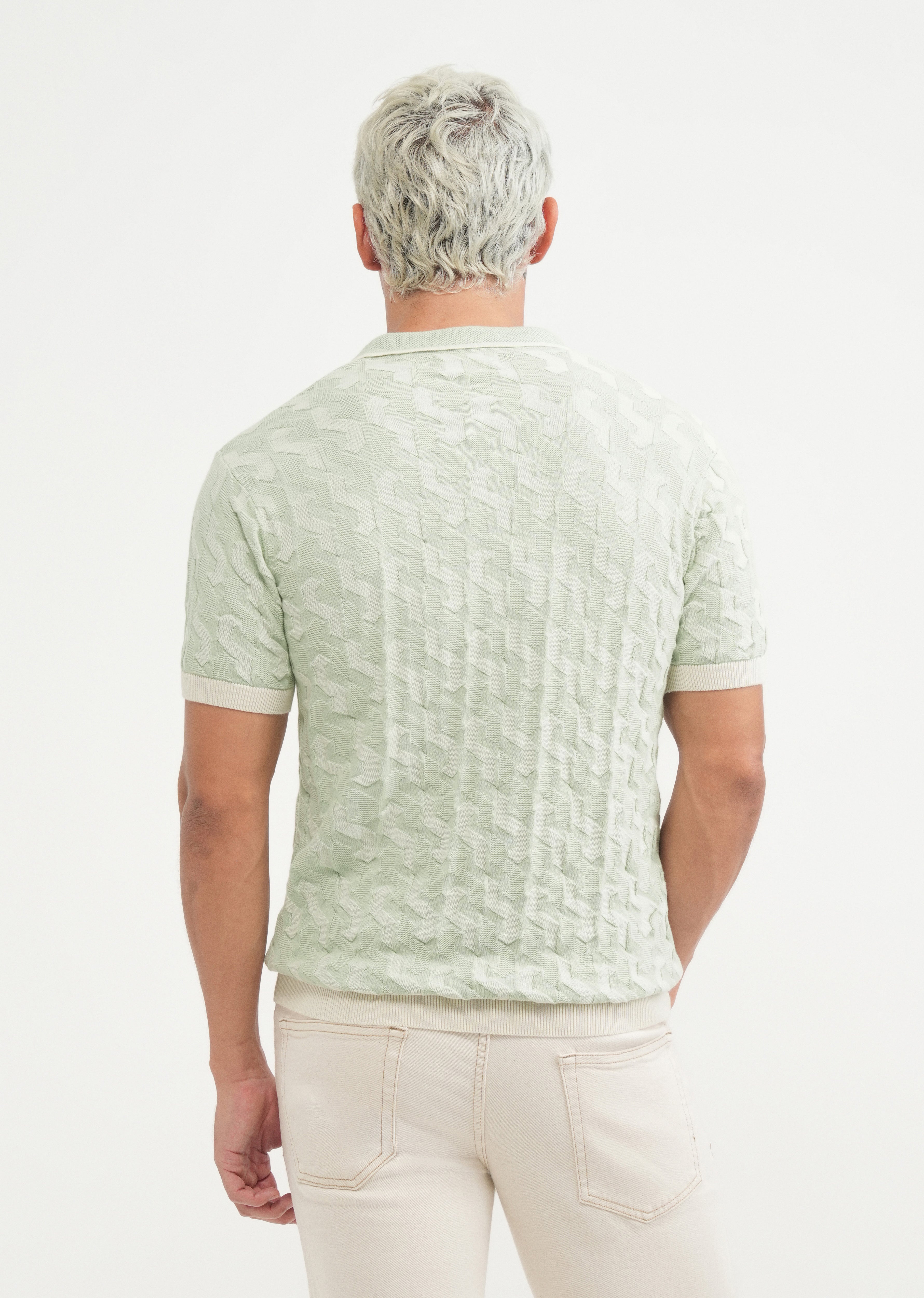Cotton Light Teal Knitted Polo