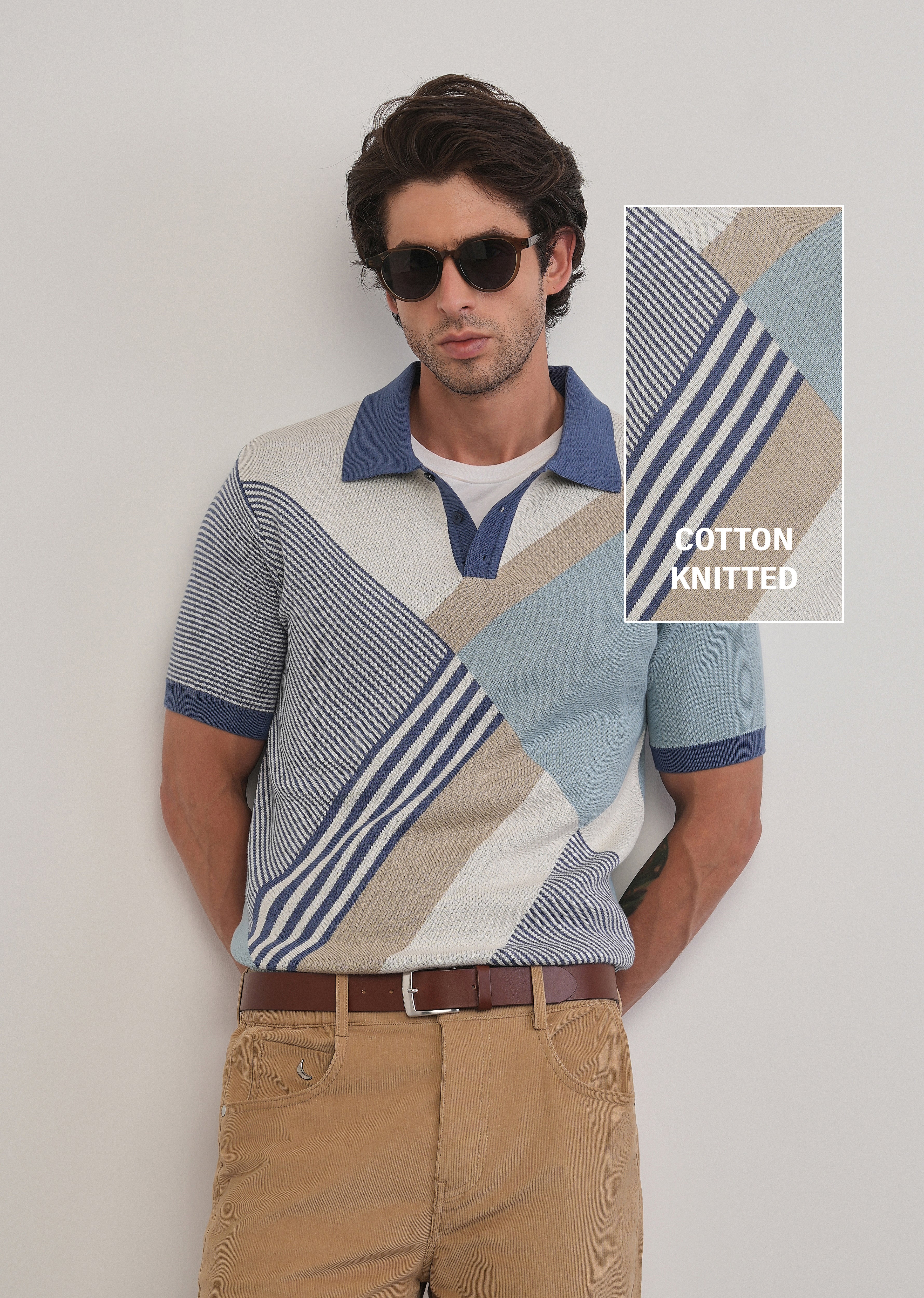 Cotton Multicolour Knitted Polo