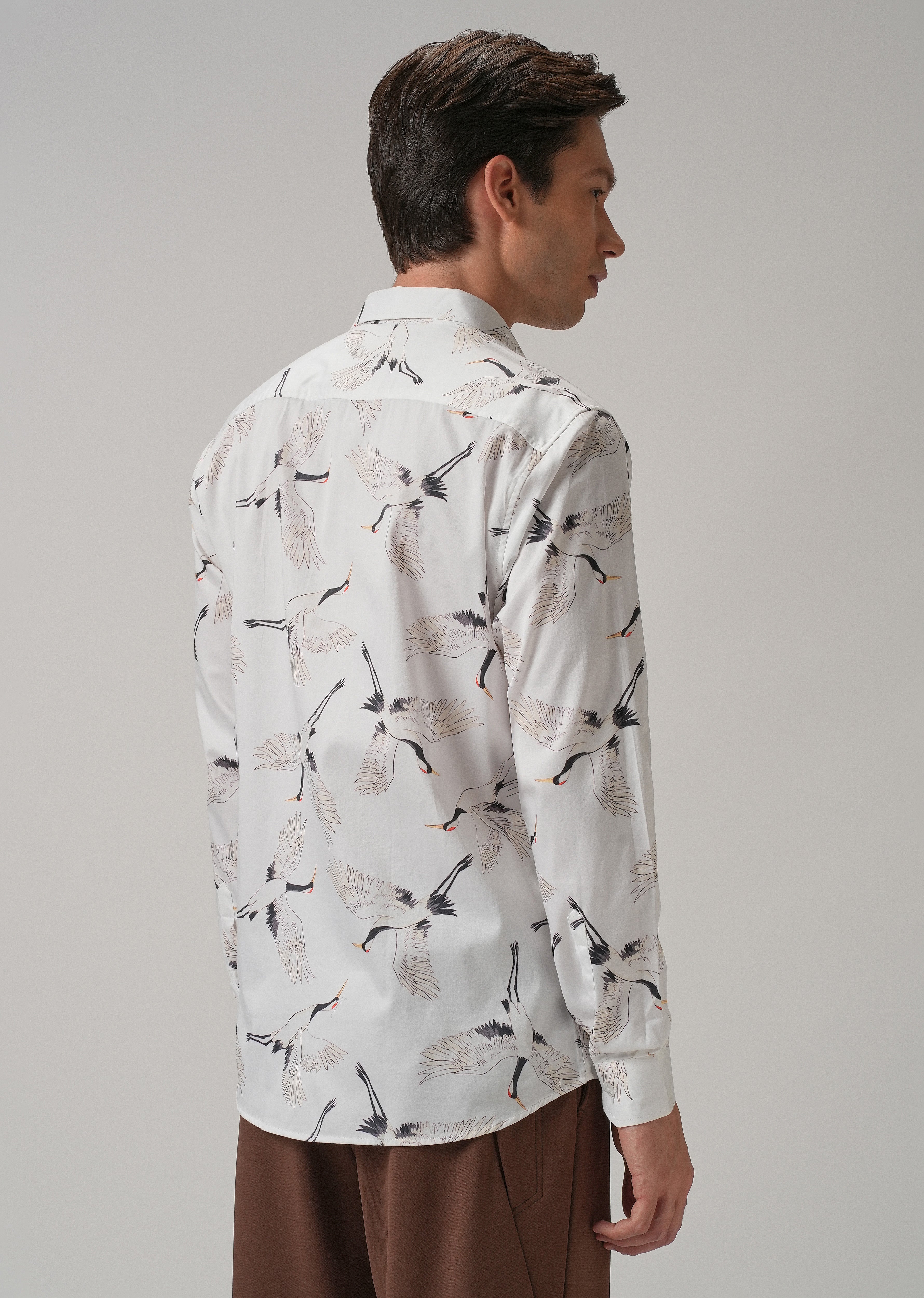 Crane Bird Print Shirt