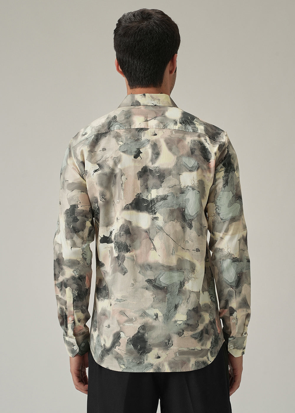 Cream Artistic Camouflage Print Shirt