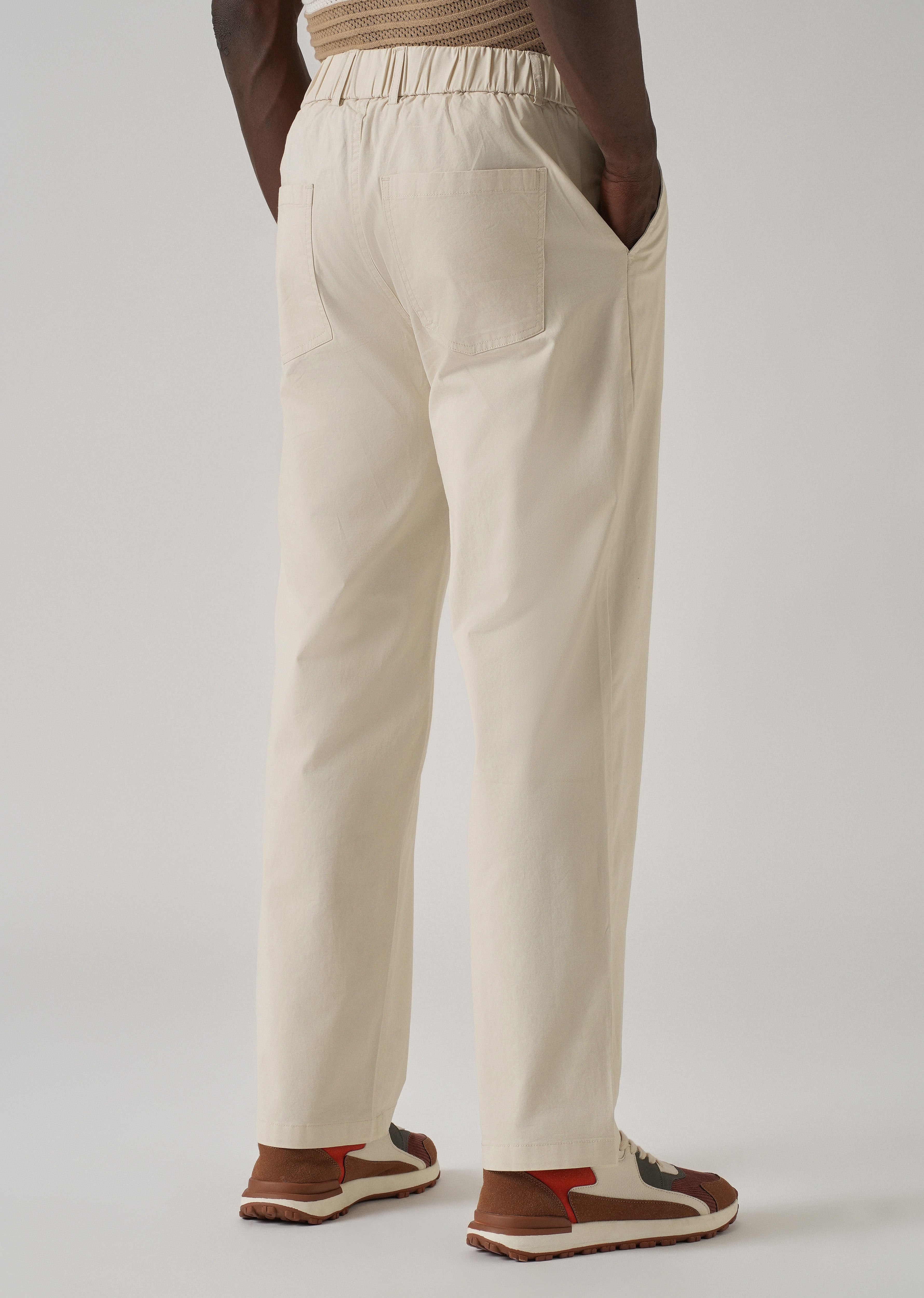 Baggy Fit Cream Chinos