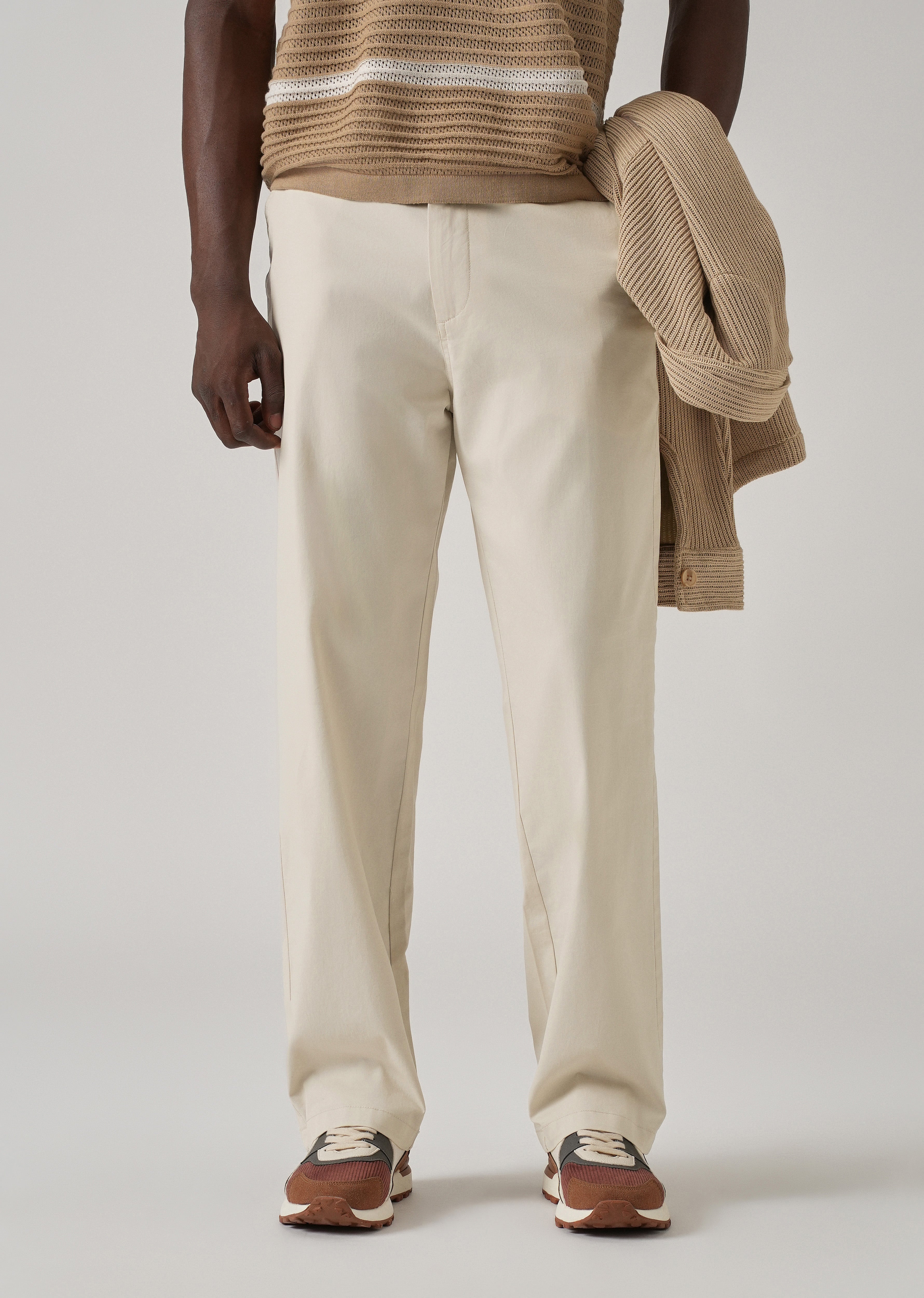 Baggy Fit Cream Chinos