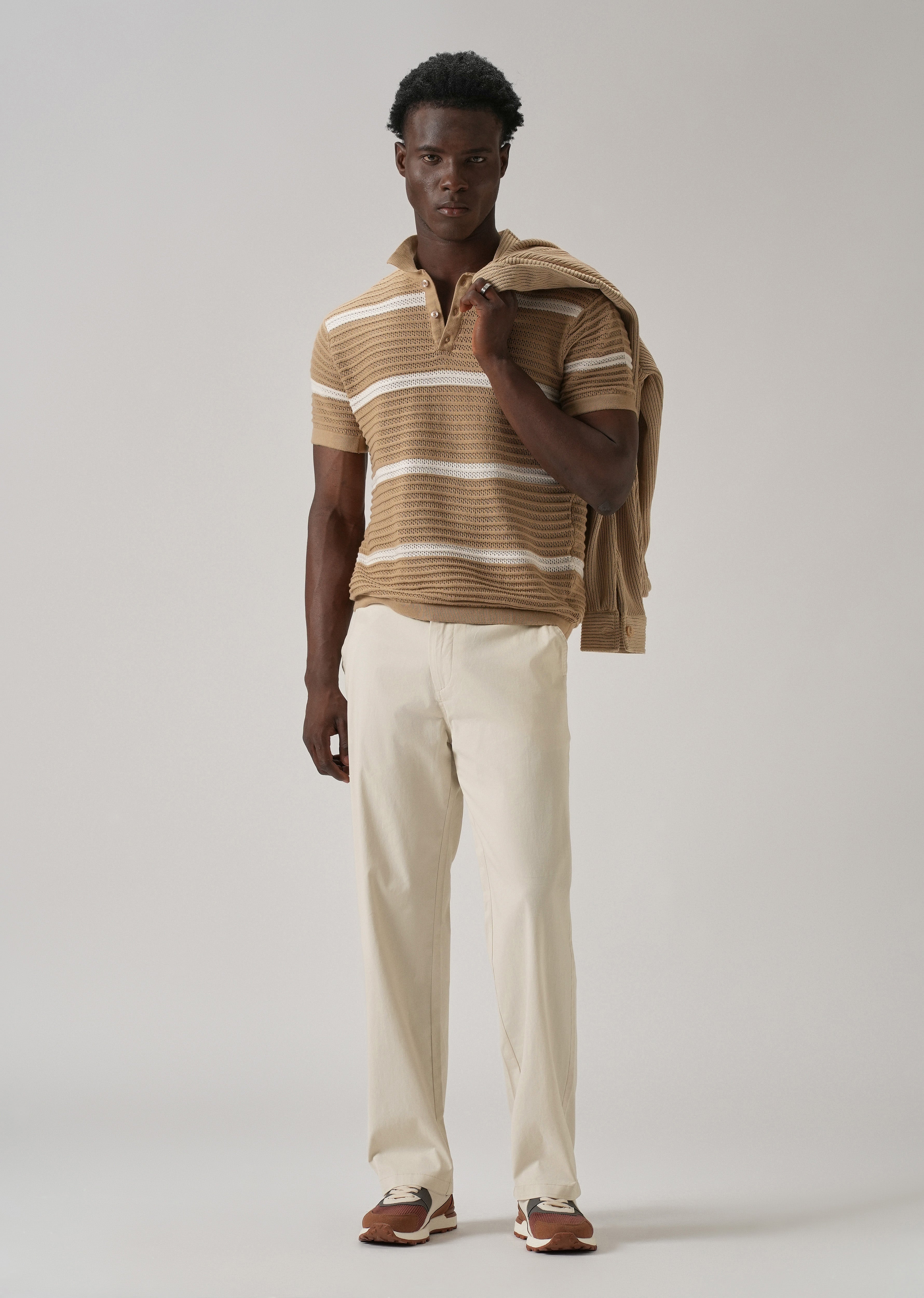 Baggy Fit Cream Chinos