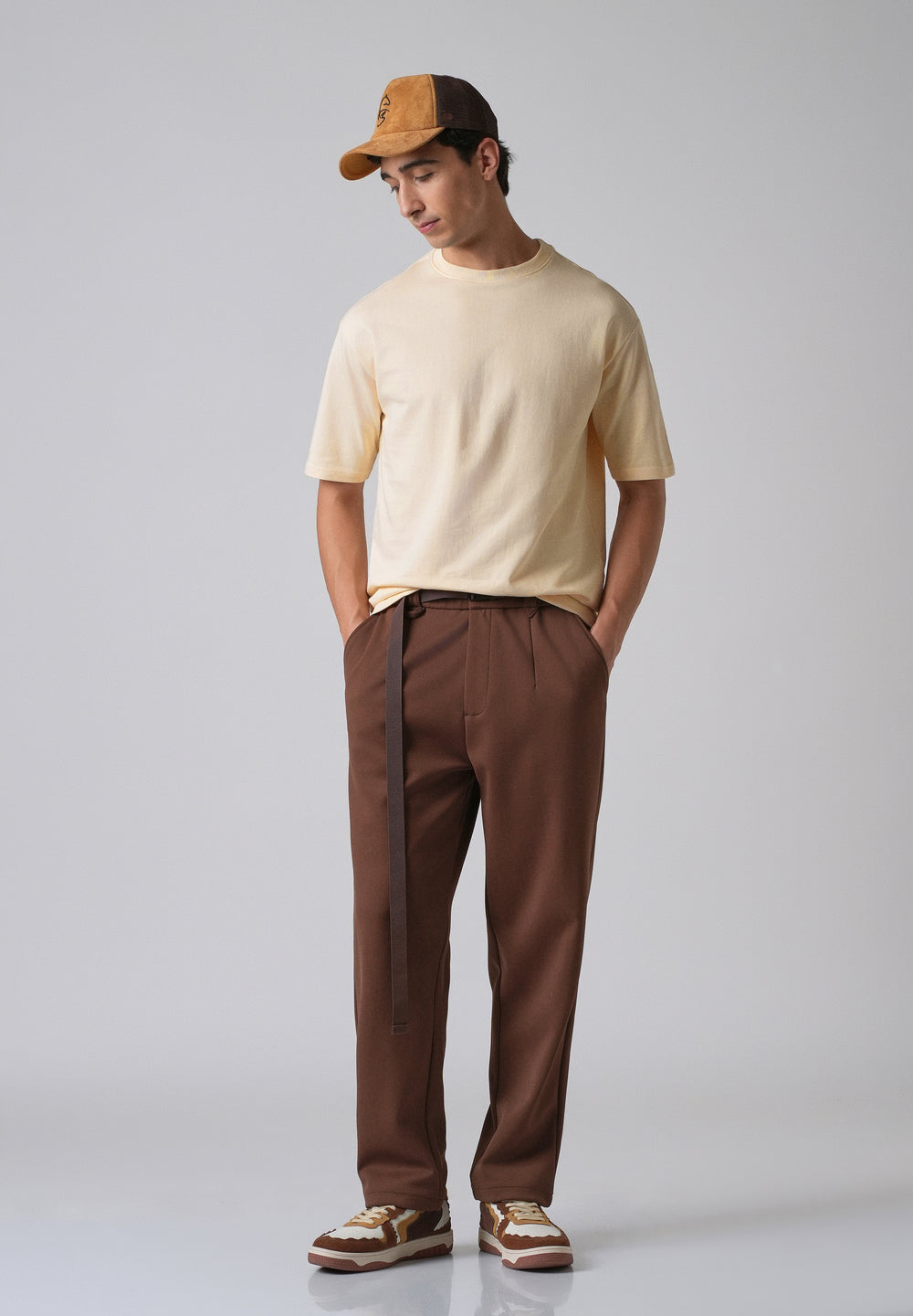 Cream Basic Relaxed Fit T-shirt