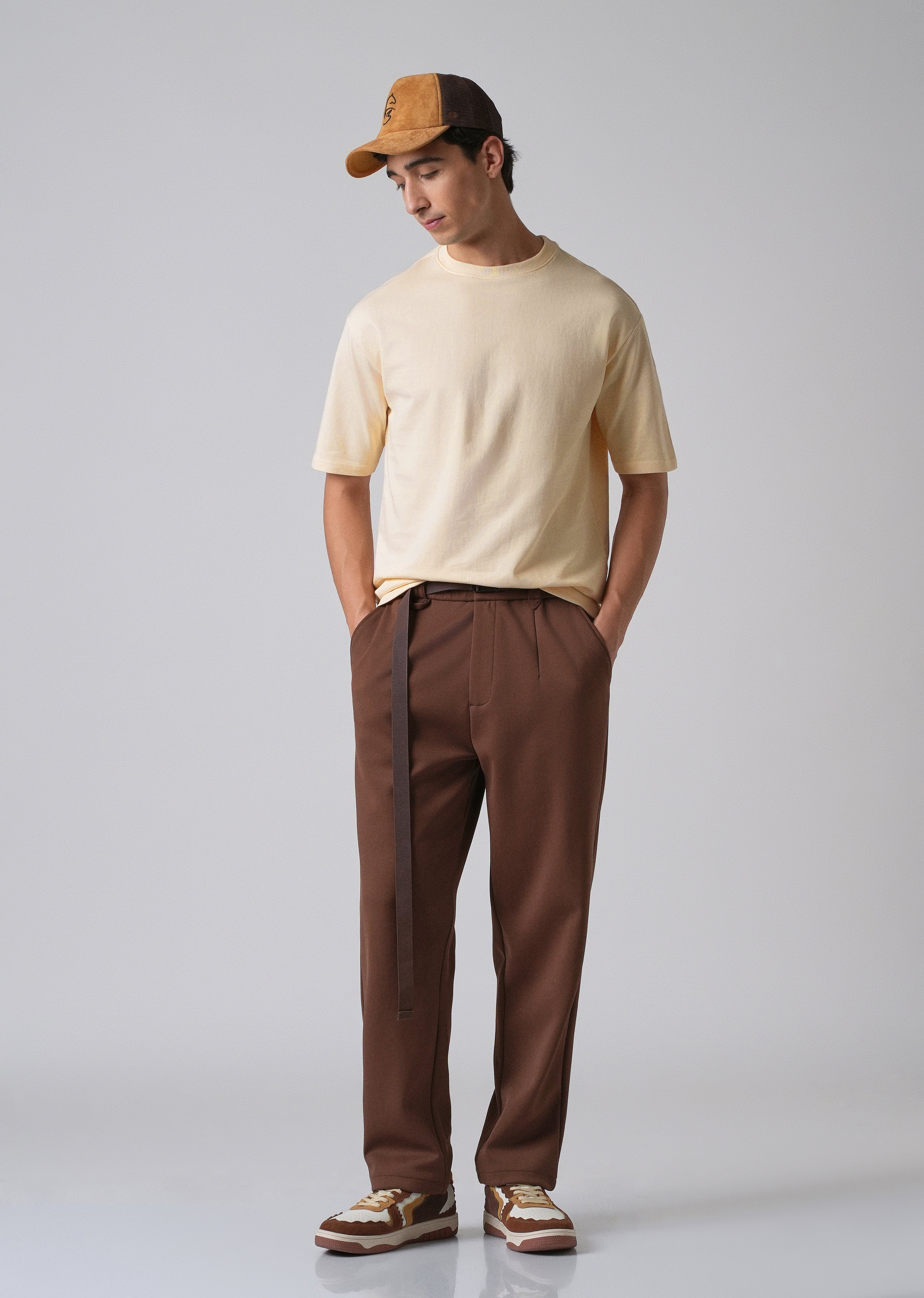 Cream Basic Relaxed Fit T-shirt