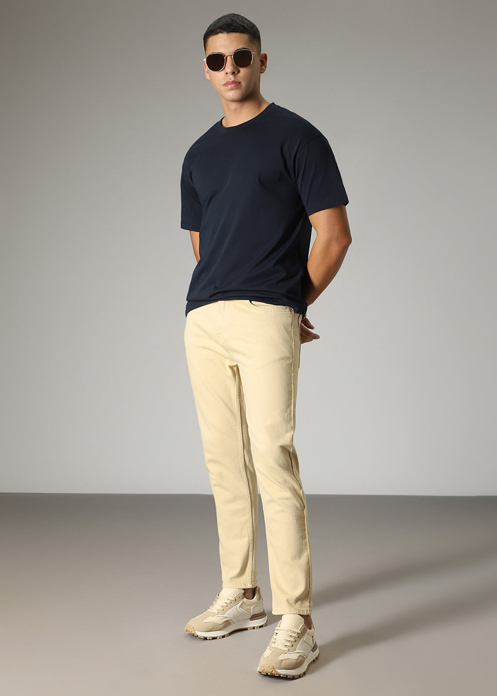 Cream Beige Carrot Fit Denim