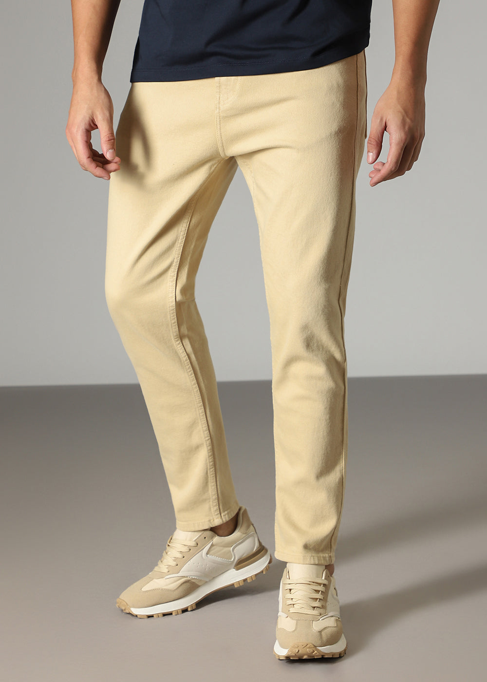 Cream Beige Carrot Fit Denim