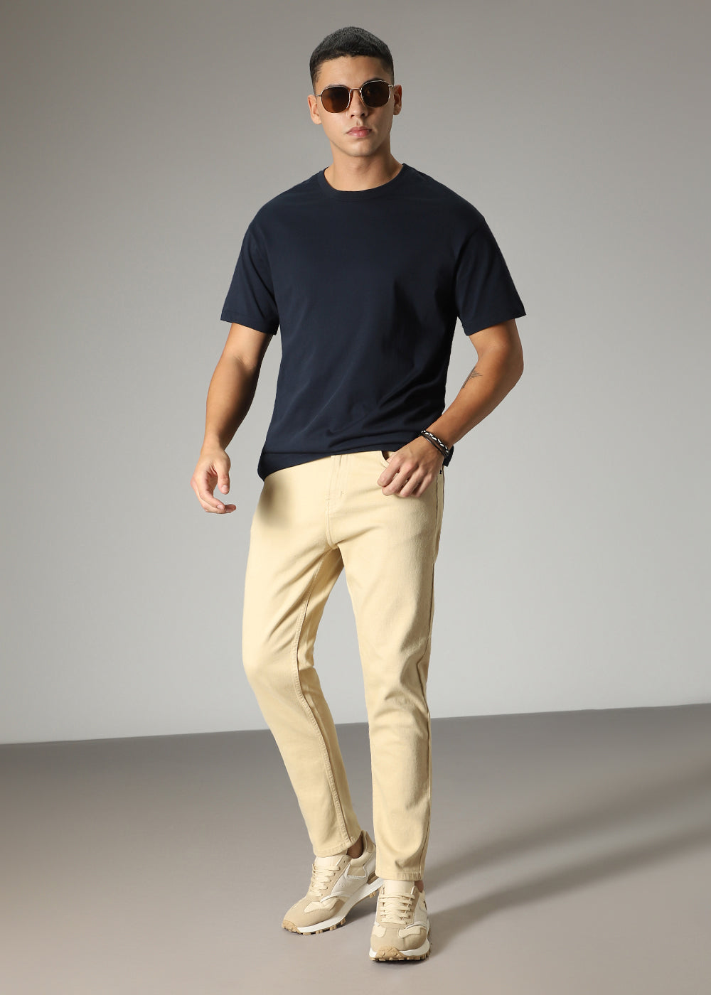 Cream Beige Carrot Fit Denim