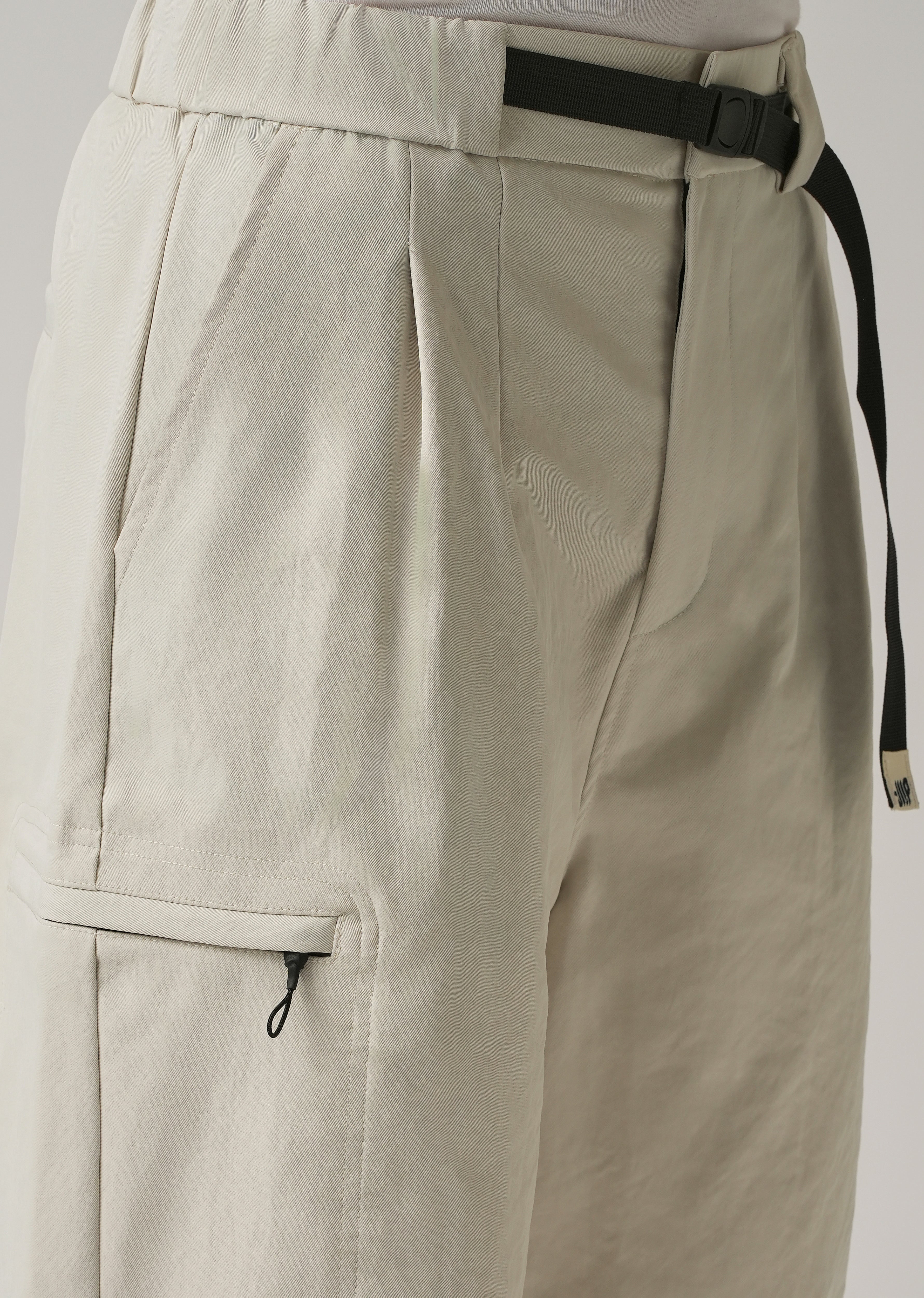 Cream Twill Belt Relaxed Fit Pant