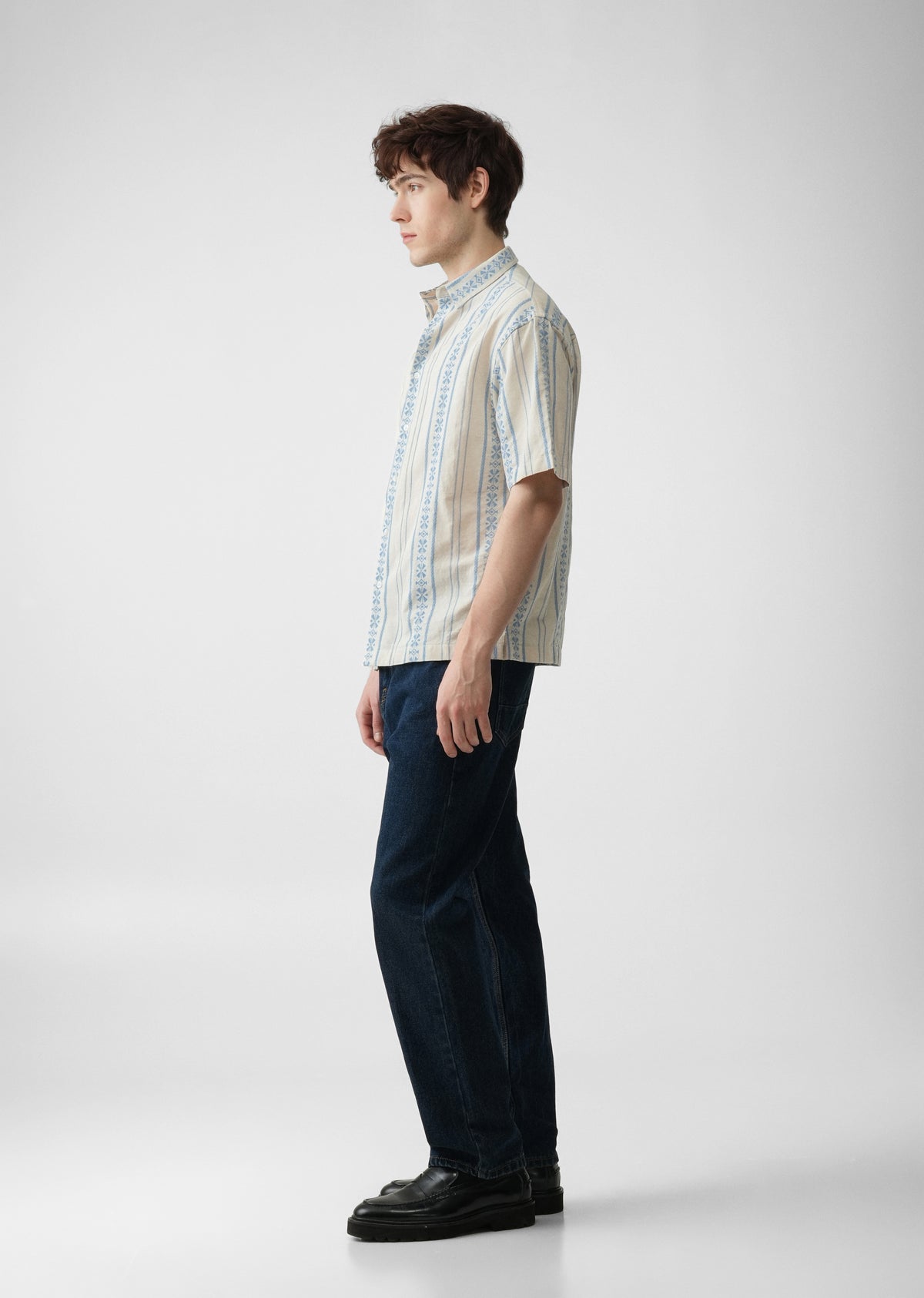 Blue Jacquard Stripe Cotton Shirt